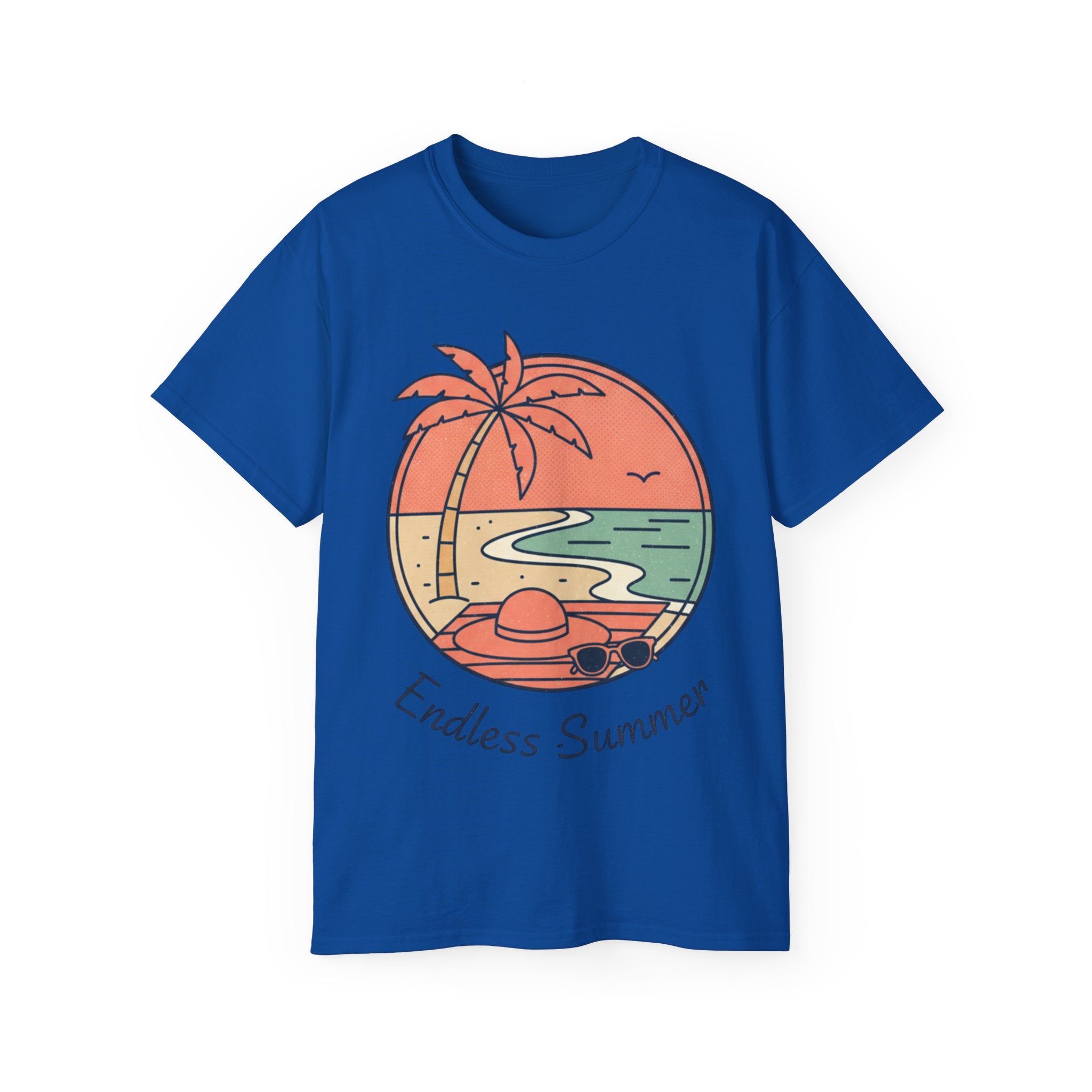 Endless Summer Tee — Retro Beach Palm Tree Graphic T-Shirt