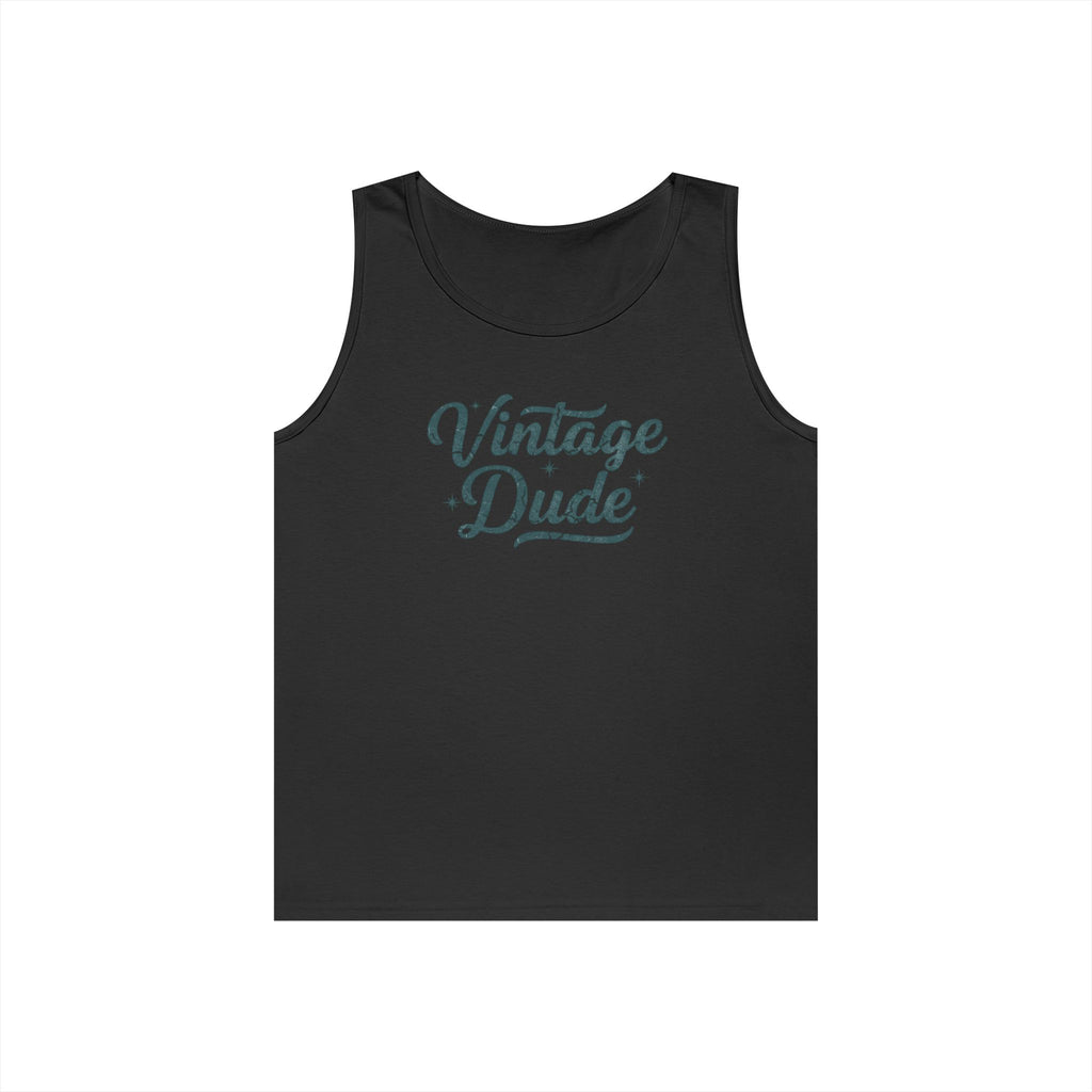 Vintage Dude Tank Top — Retro Script Graphic Sleeveless Shirt