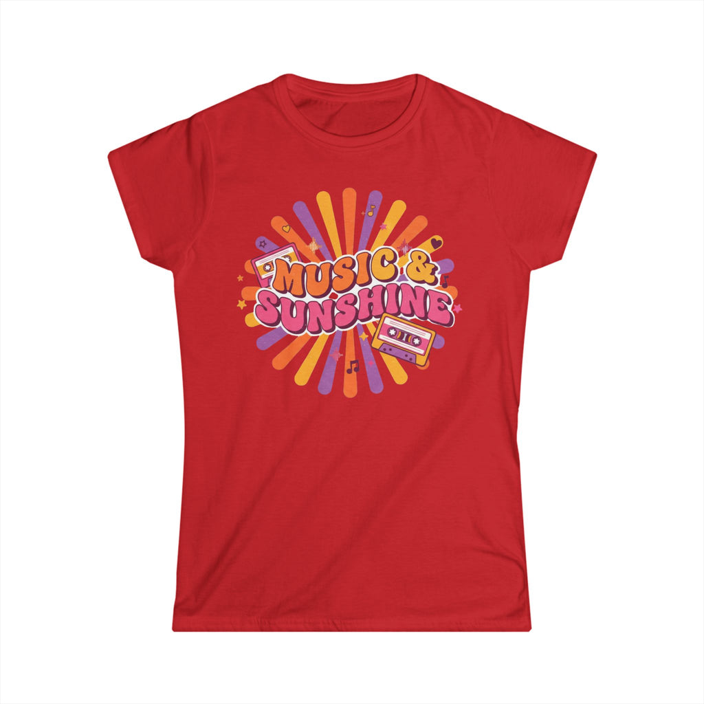 Music & Sunshine Retro Graphic Tee — 70s Vibe Cassette Shirt for Music Lovers