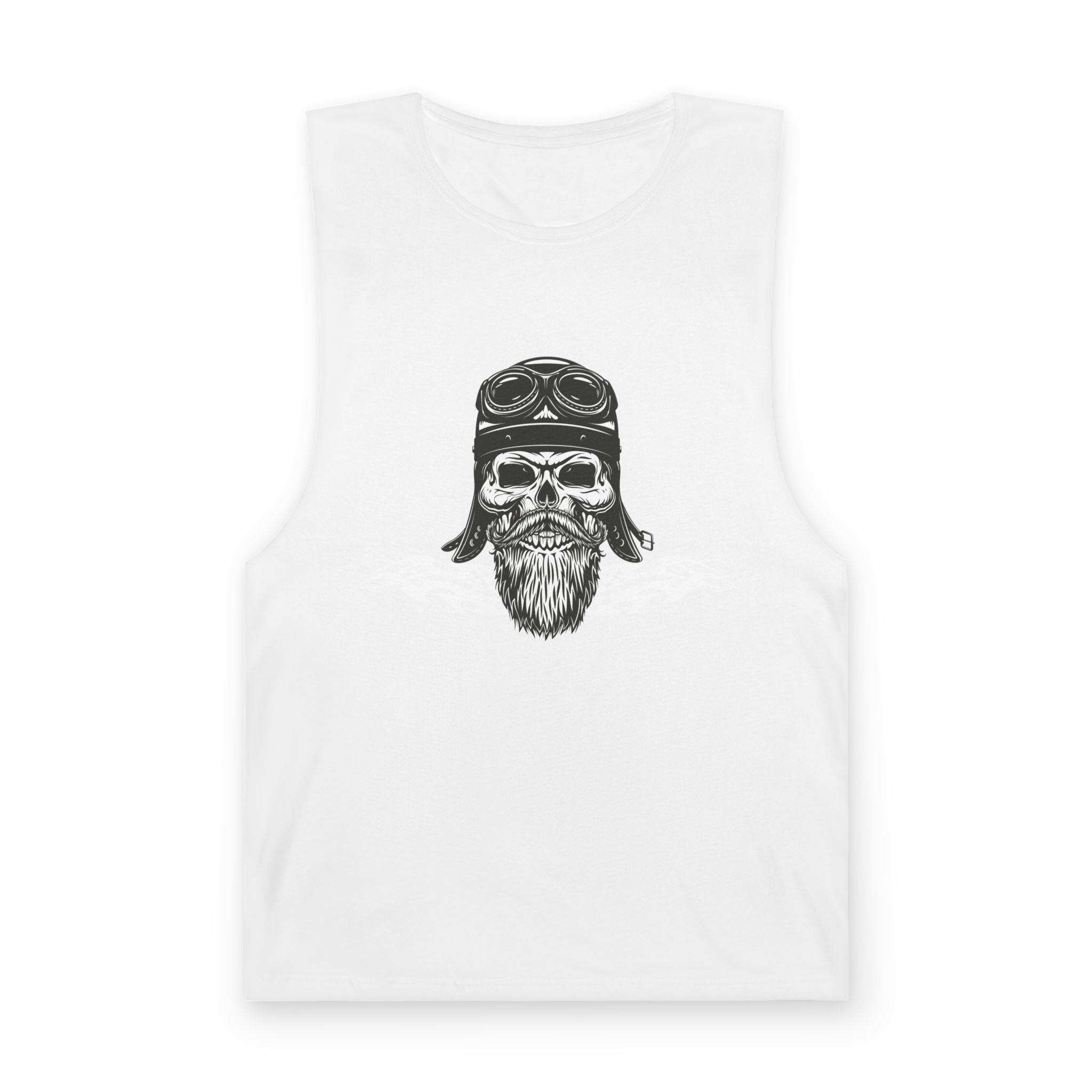 Skull Biker Tank Top — Vintage Pilot Helmet & Beard Graphic