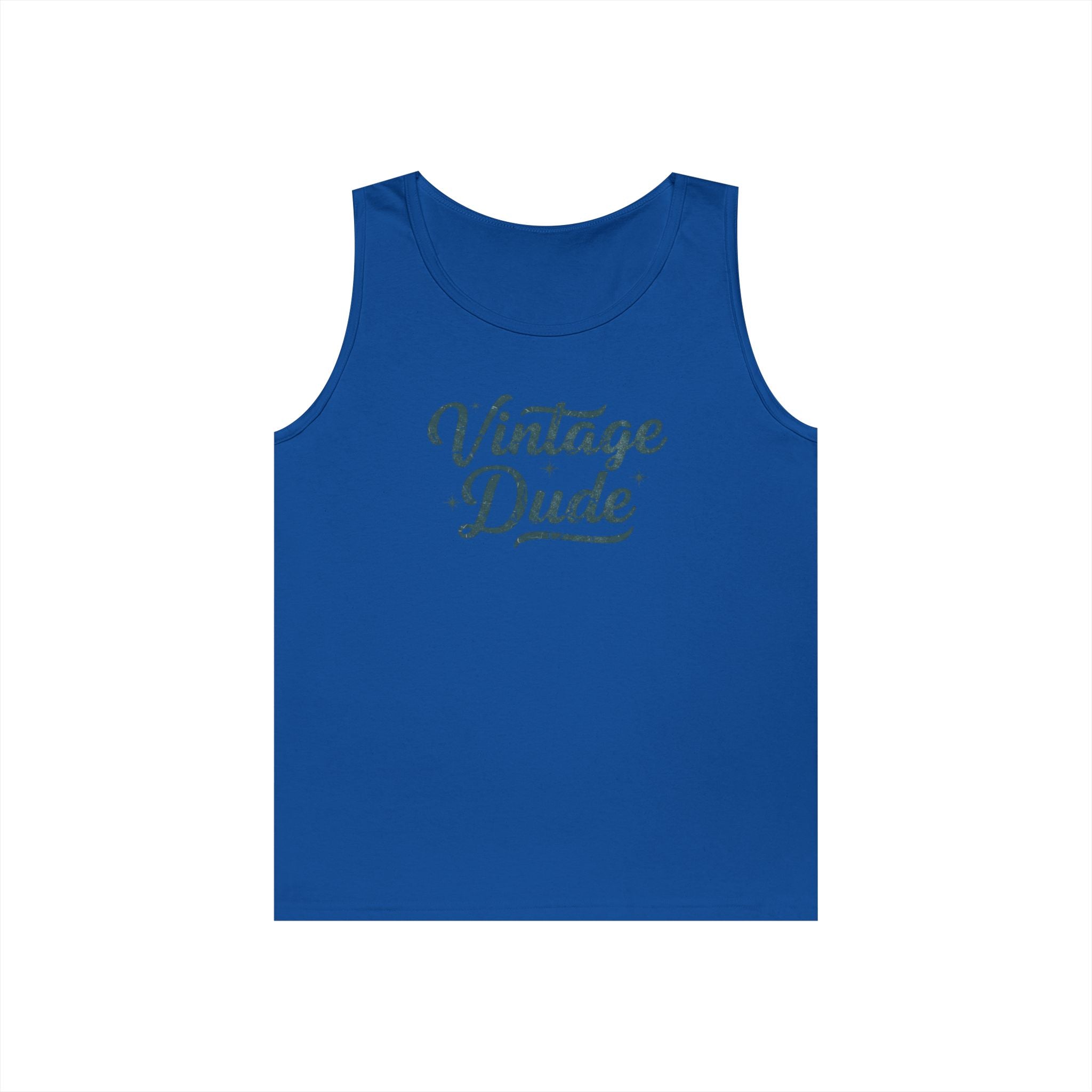 Vintage Dude Tank Top — Retro Script Graphic Sleeveless Shirt