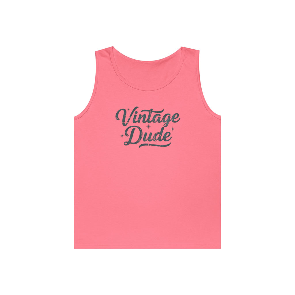 Vintage Dude Tank Top — Retro Script Graphic Sleeveless Shirt