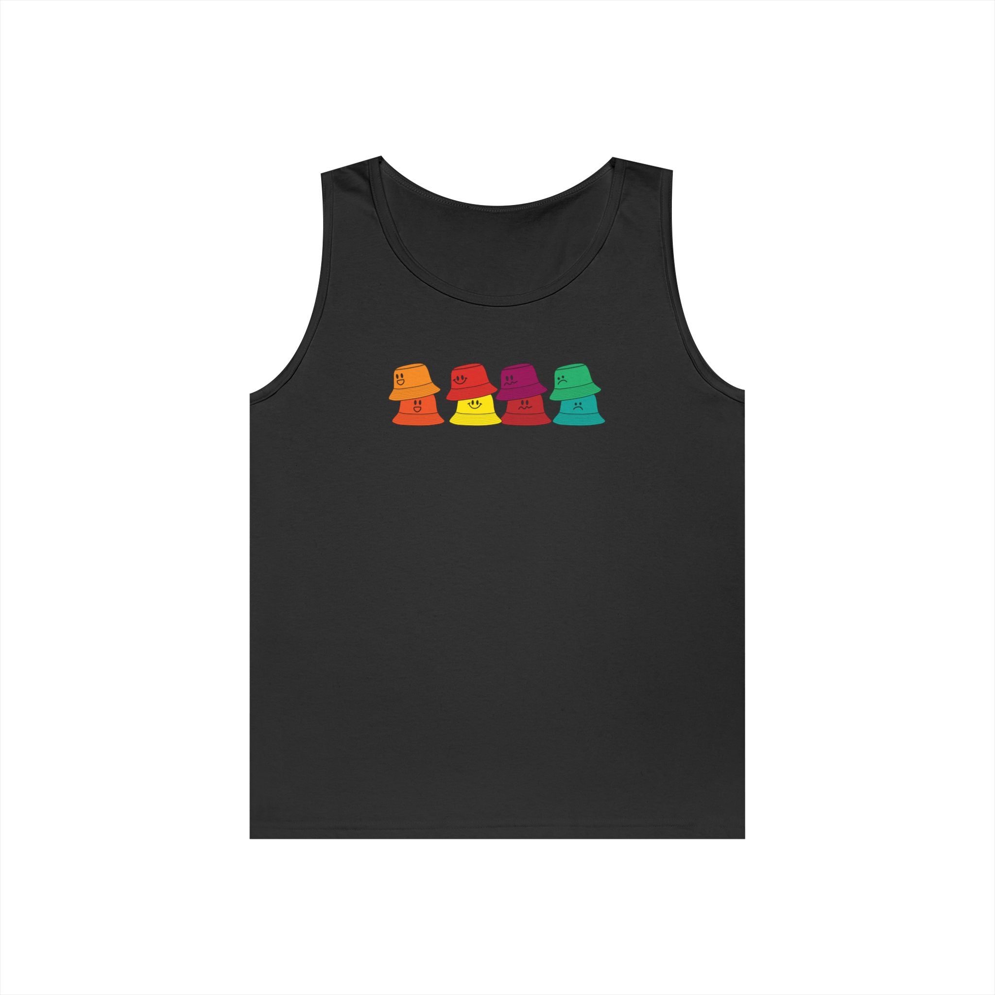 Bucket Hat Rainbow Tank Top — Colorful Retro Summer Beachwear