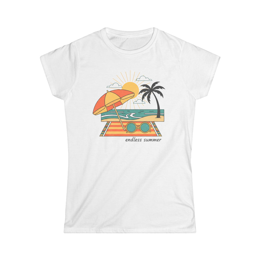 Endless Summer Women's Tee — Retro Beach Palm Tree Graphic T-Shirt