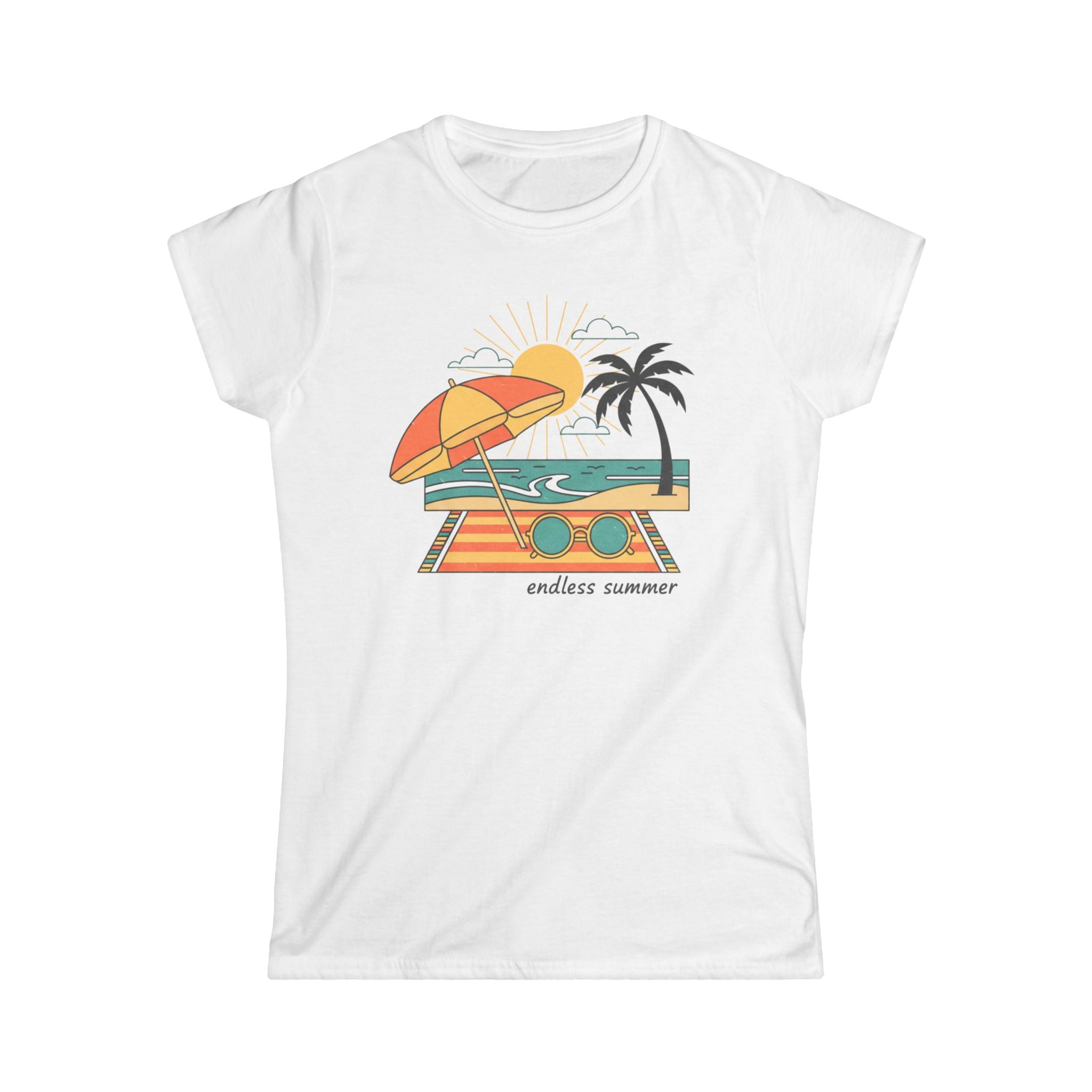 Endless Summer Women's Tee — Retro Beach Palm Tree Graphic T-Shirt