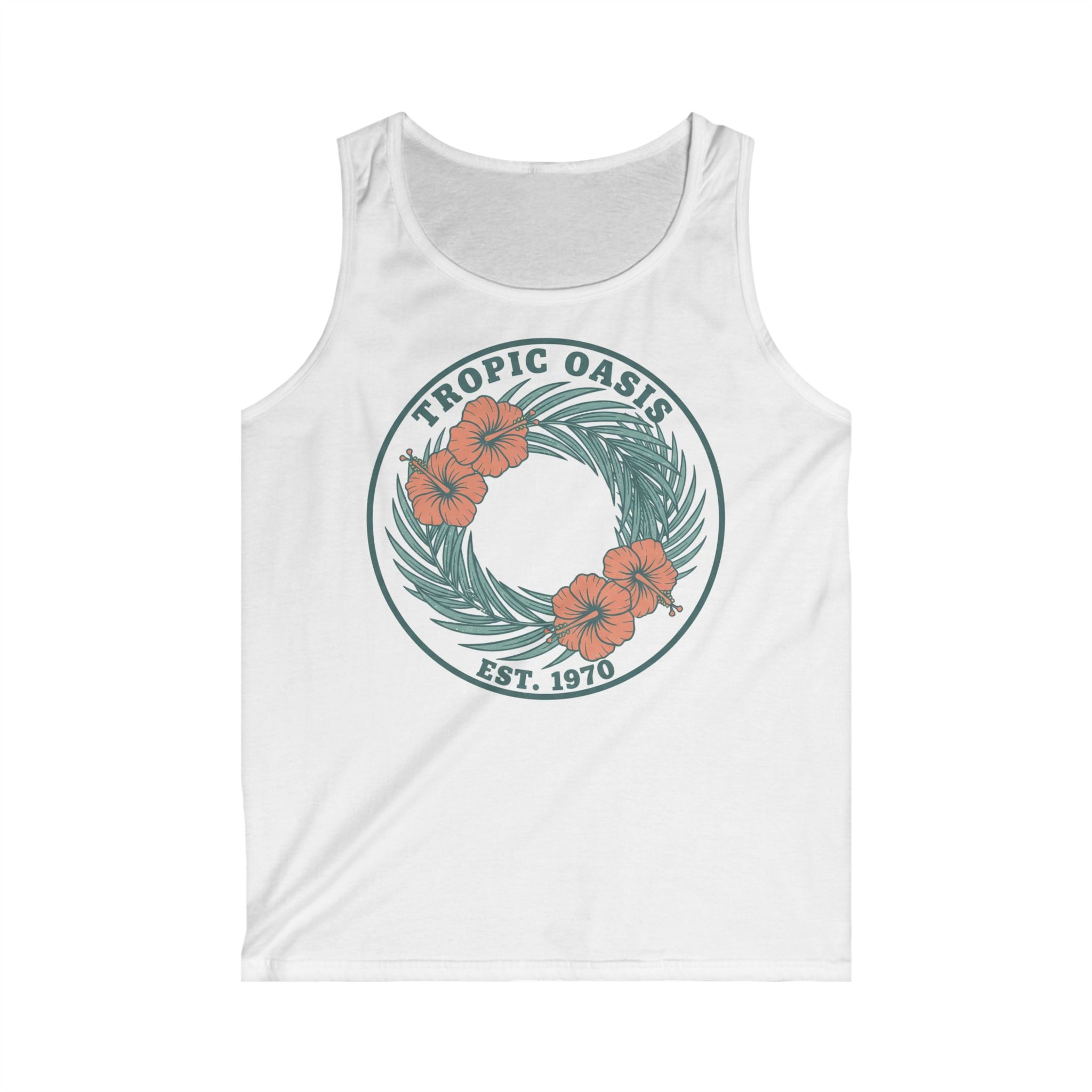 Tropical Oasis Tank Top — 'Tropic Oasis Est. 1970' Floral Beach Vest