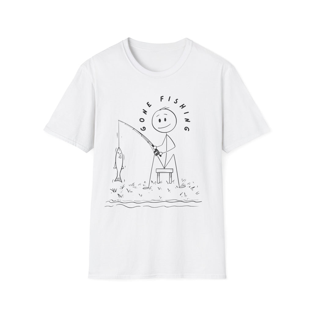 Cute Stick Figure Fishing Man- Tee