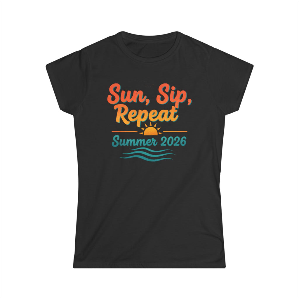 Sun, Sip, Repeat Summer 2026 Tee — Women's Casual Summer T-Shirt