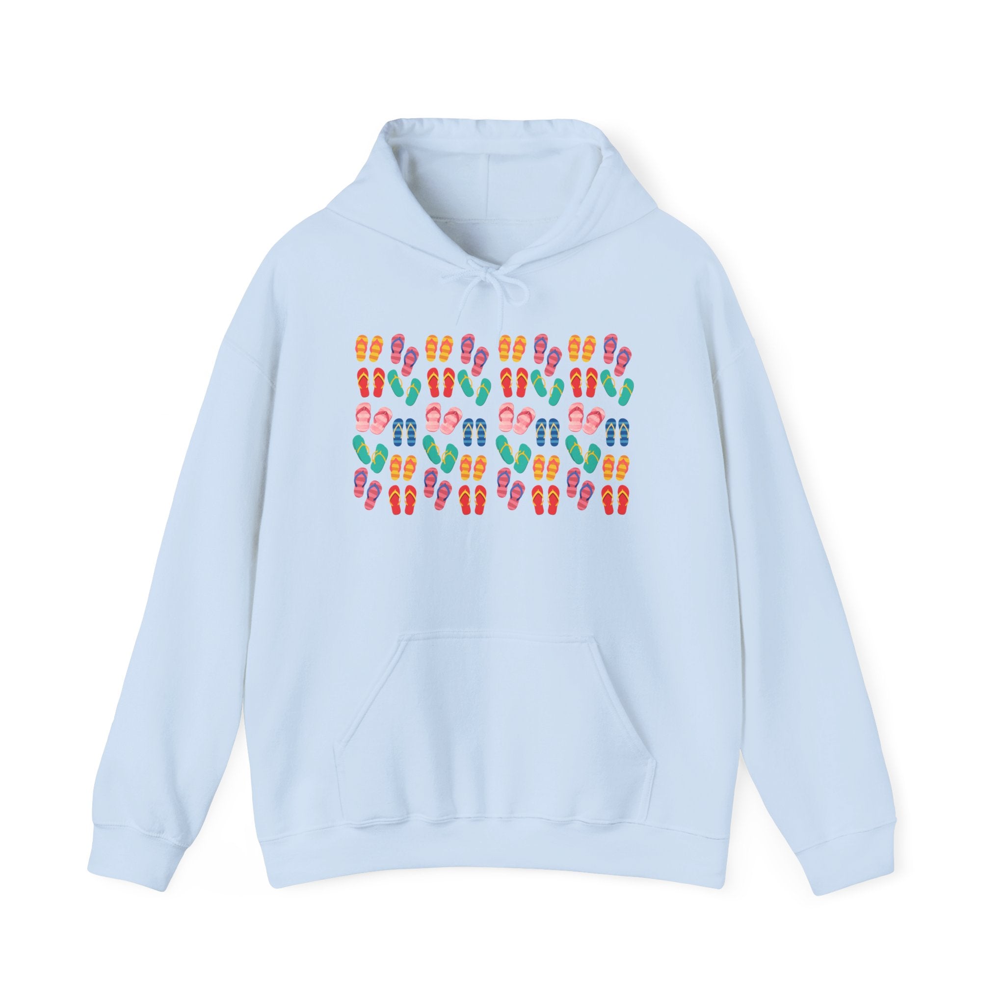 Flip-Flop Pattern Hoodie — Colorful Summer Beach Flip Flop Graphic Sweatshirt
