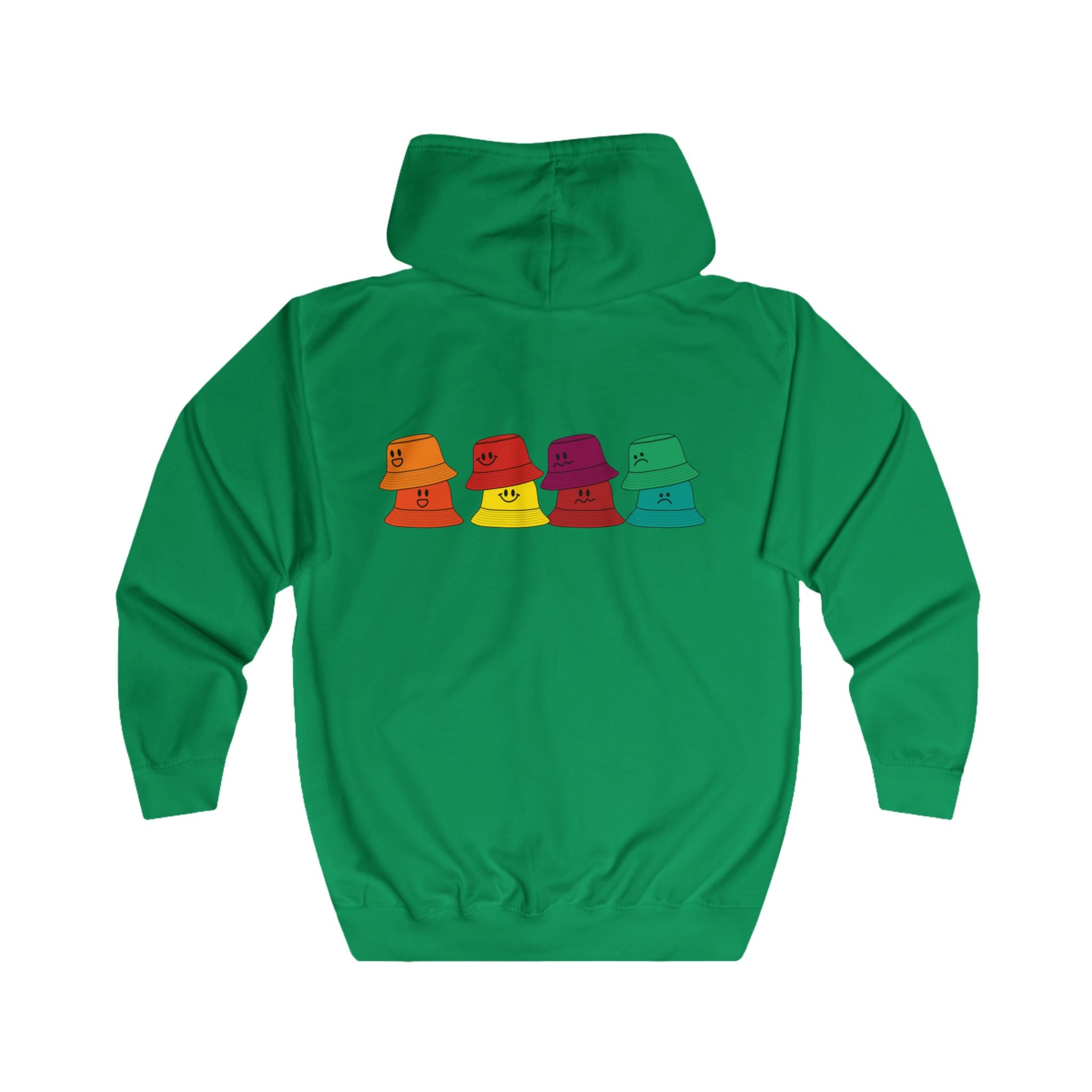 Bucket Hat Rainbow Zip Hoodie — Colorful Retro