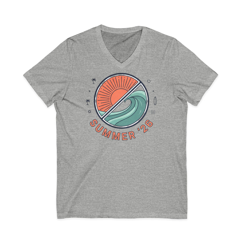 V-Neck  — Retro Surf Sun & Wave Tee Shirt