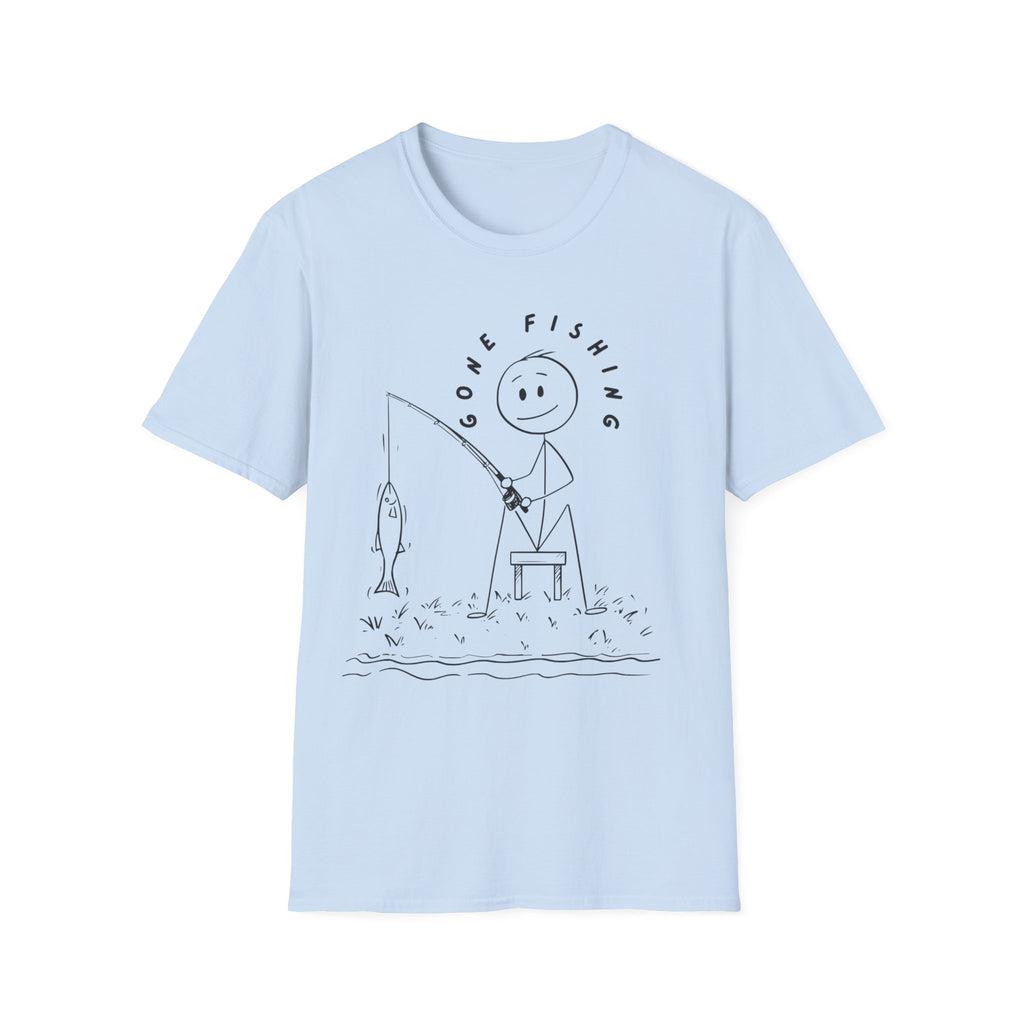 Cute Stick Figure Fishing Man- Tee