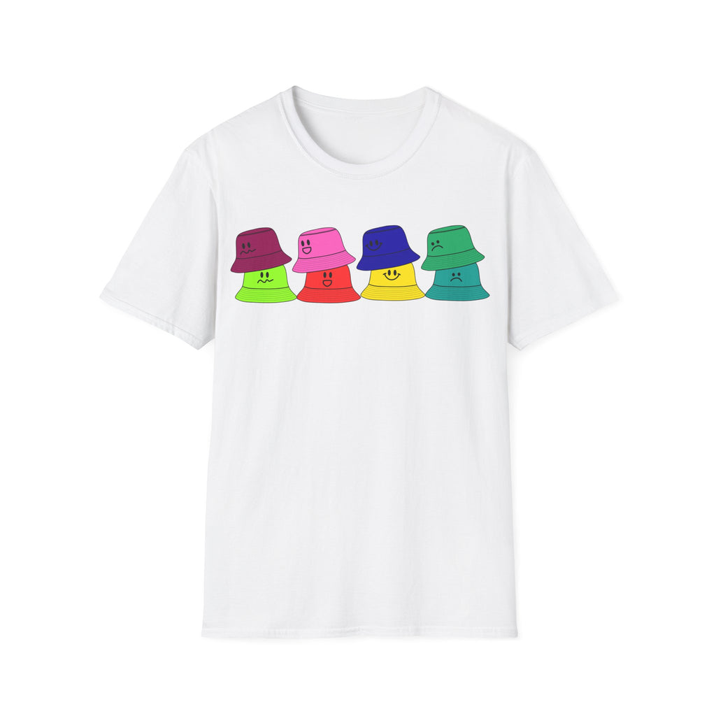 Bucket Hat  T-Shirt — Colorful Smiley Hats