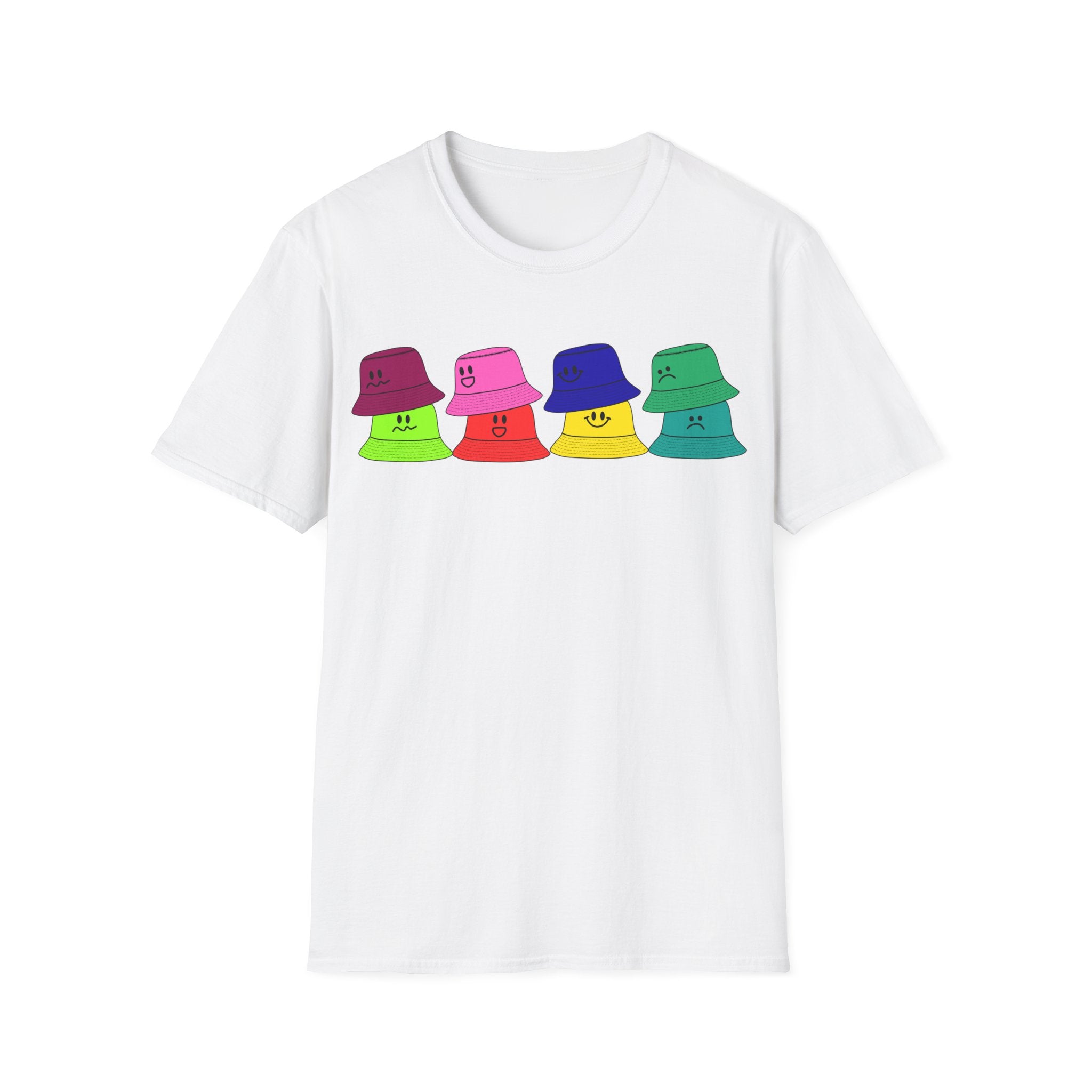 Bucket Hat  T-Shirt — Colorful Smiley Hats