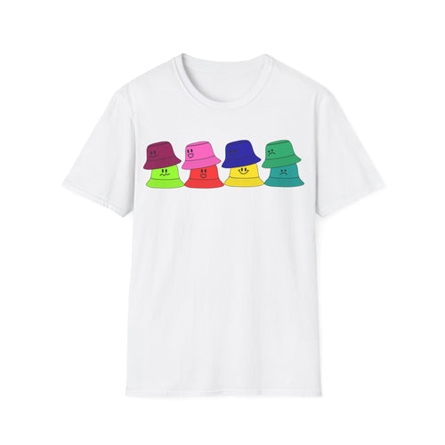 Bucket Hat  T-Shirt — Colorful Smiley Hats