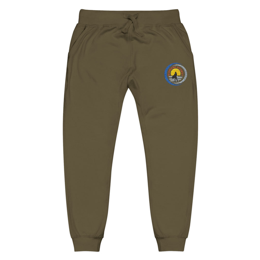 Embroidered Sunshine Logo Sweatpants — Cozy White Fleece Joggers