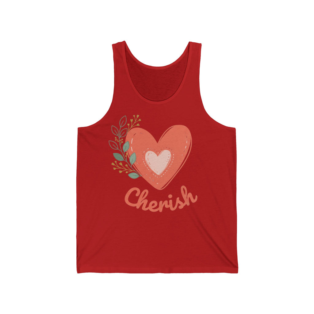 Cherish Heart Tank Top — Floral Love Graphic Jersey Tank