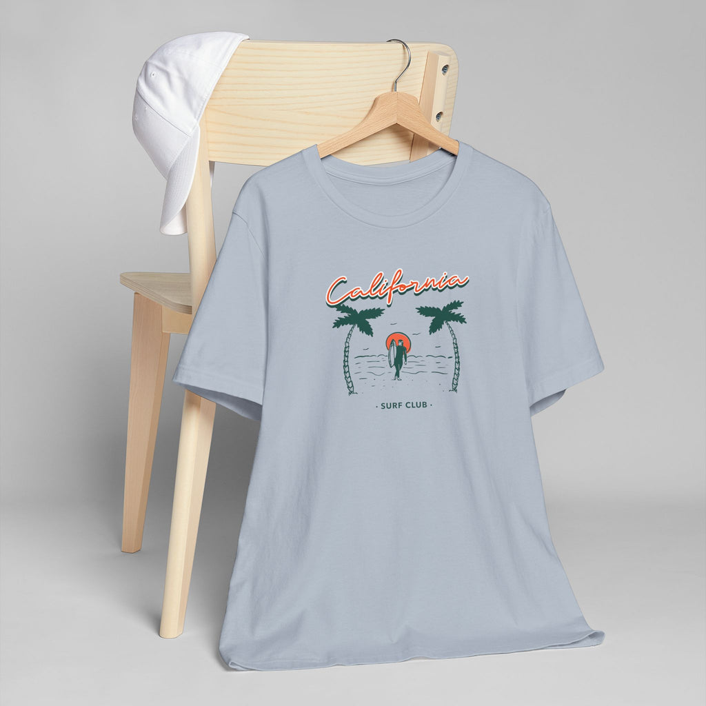 Surf Club T-Shirt — Retro Palm Trees & Surfer