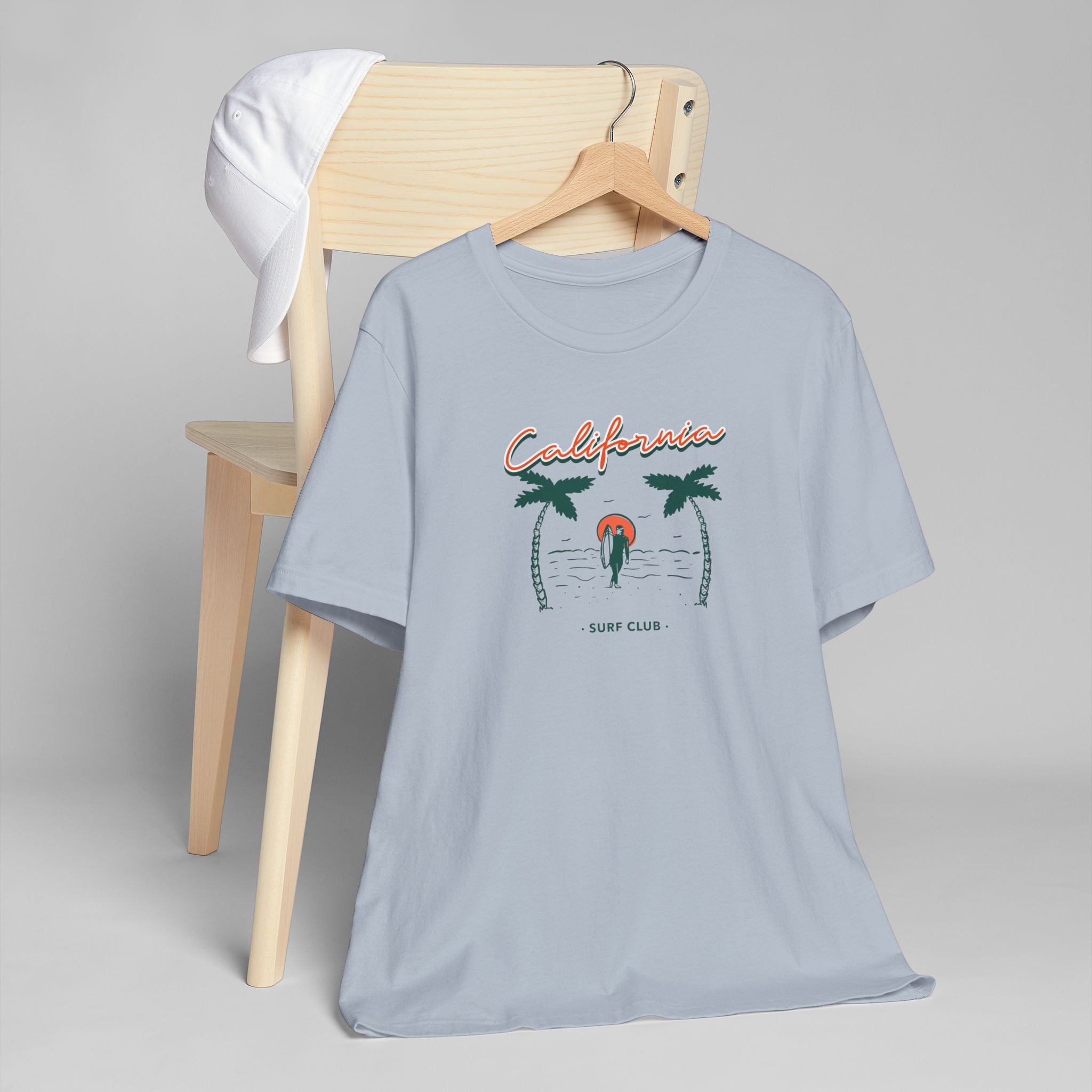 Surf Club T-Shirt — Retro Palm Trees & Surfer