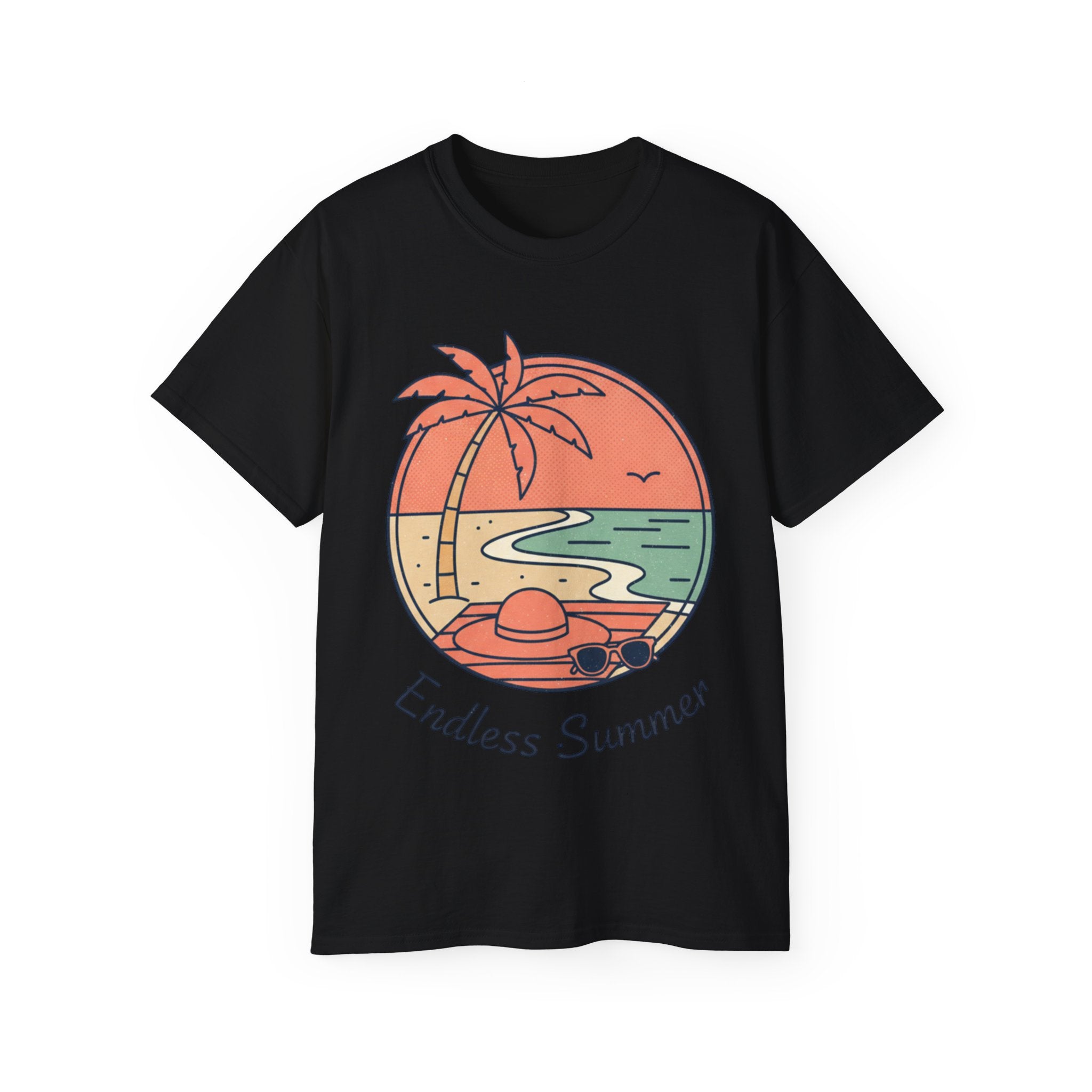 Endless Summer Tee — Retro Beach Palm Tree Graphic T-Shirt