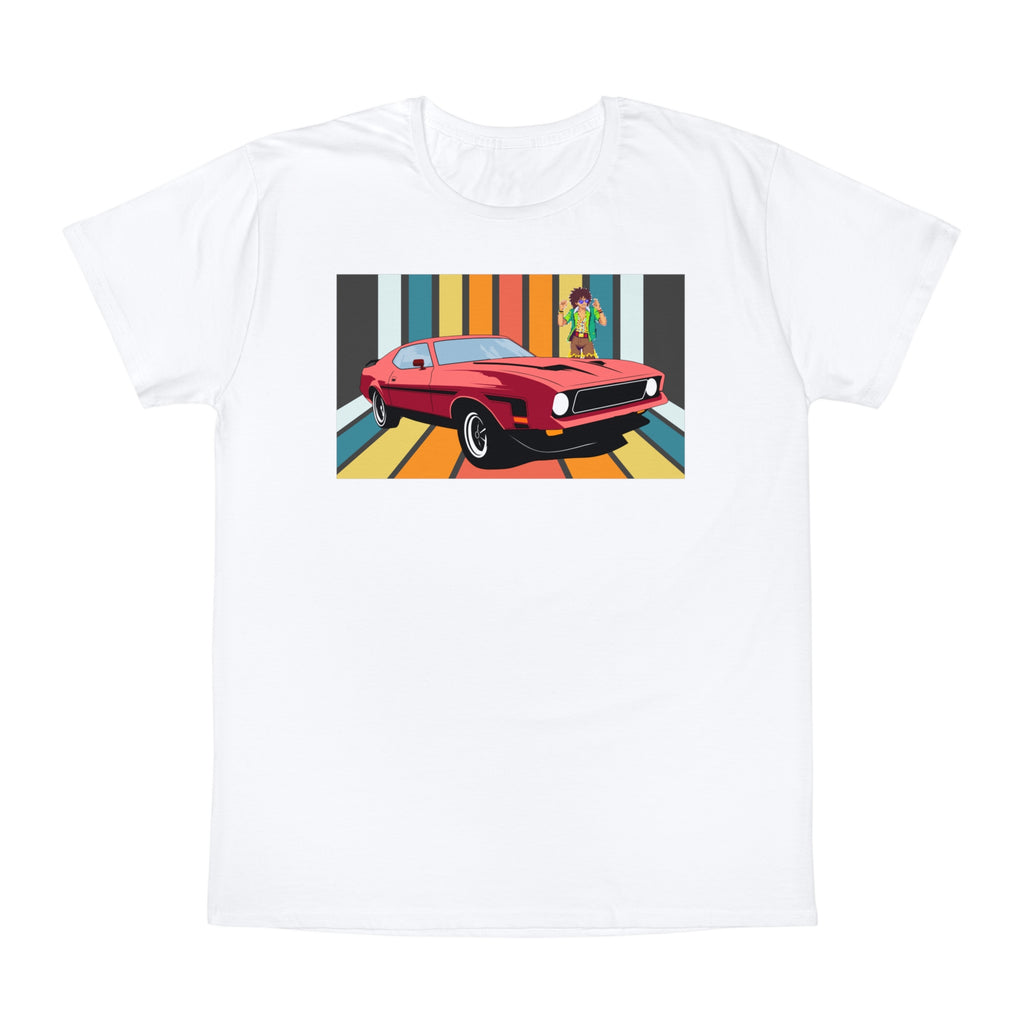 Retro Muscle Car T-Shirt — Vintage 70s Sunset Racing Graphic