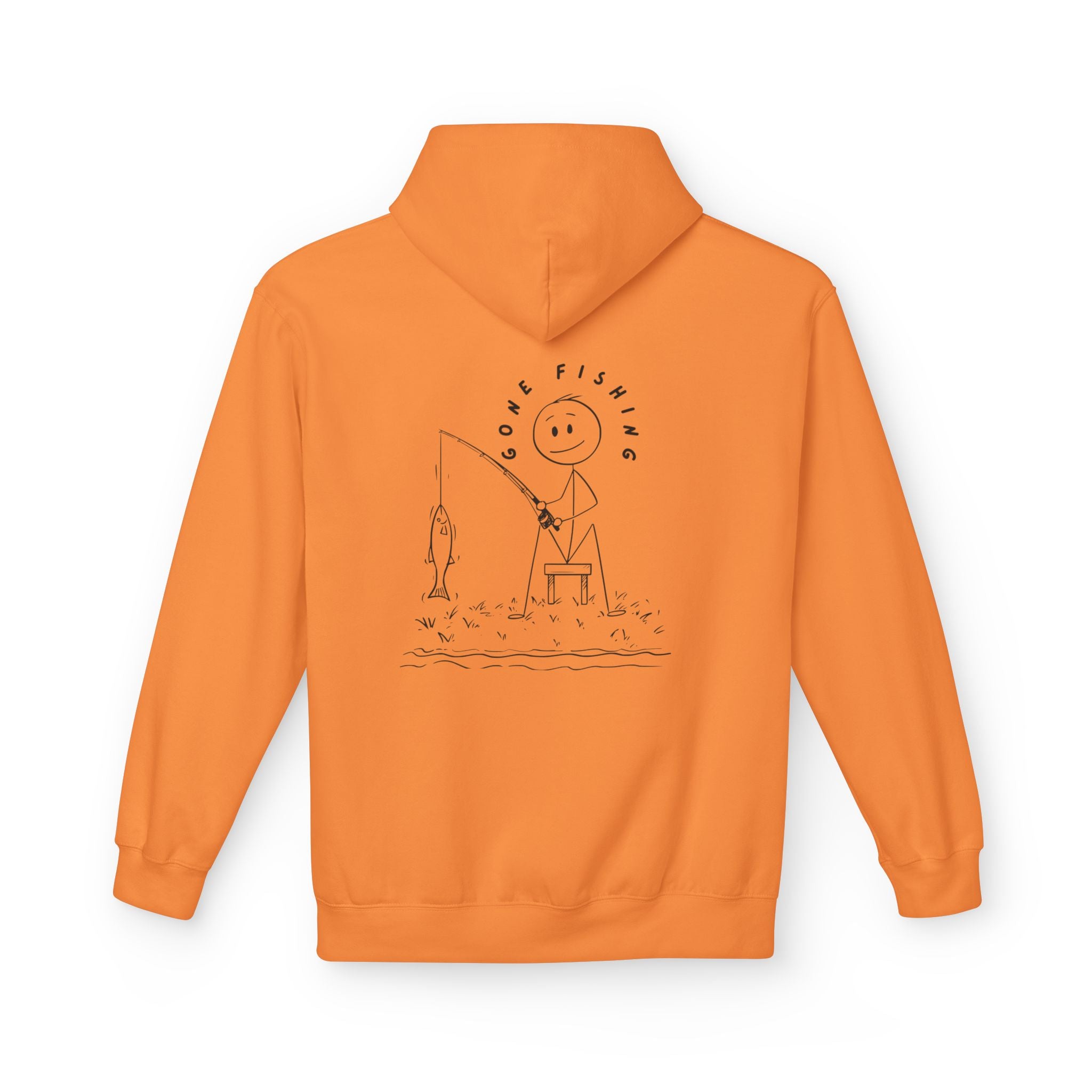 Fishing Stick Figure Hoodie — "Gone Fishing" Casual Pullover