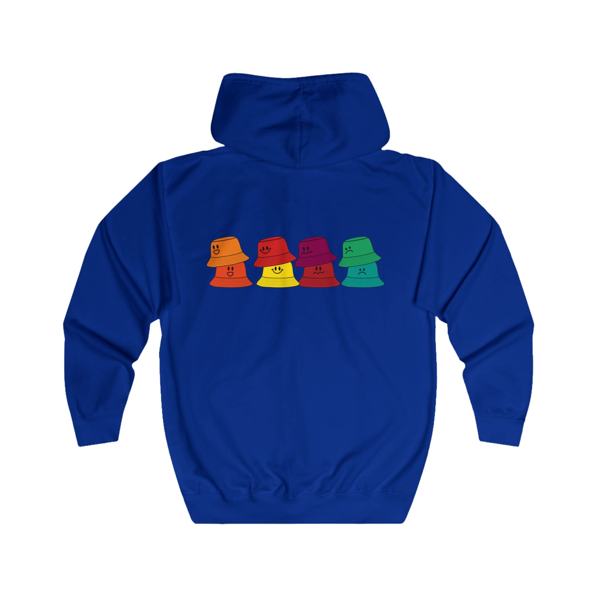 Bucket Hat Rainbow Zip Hoodie — Colorful Retro