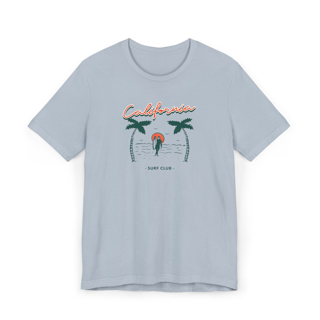 Surf Club T-Shirt — Retro Palm Trees & Surfer
