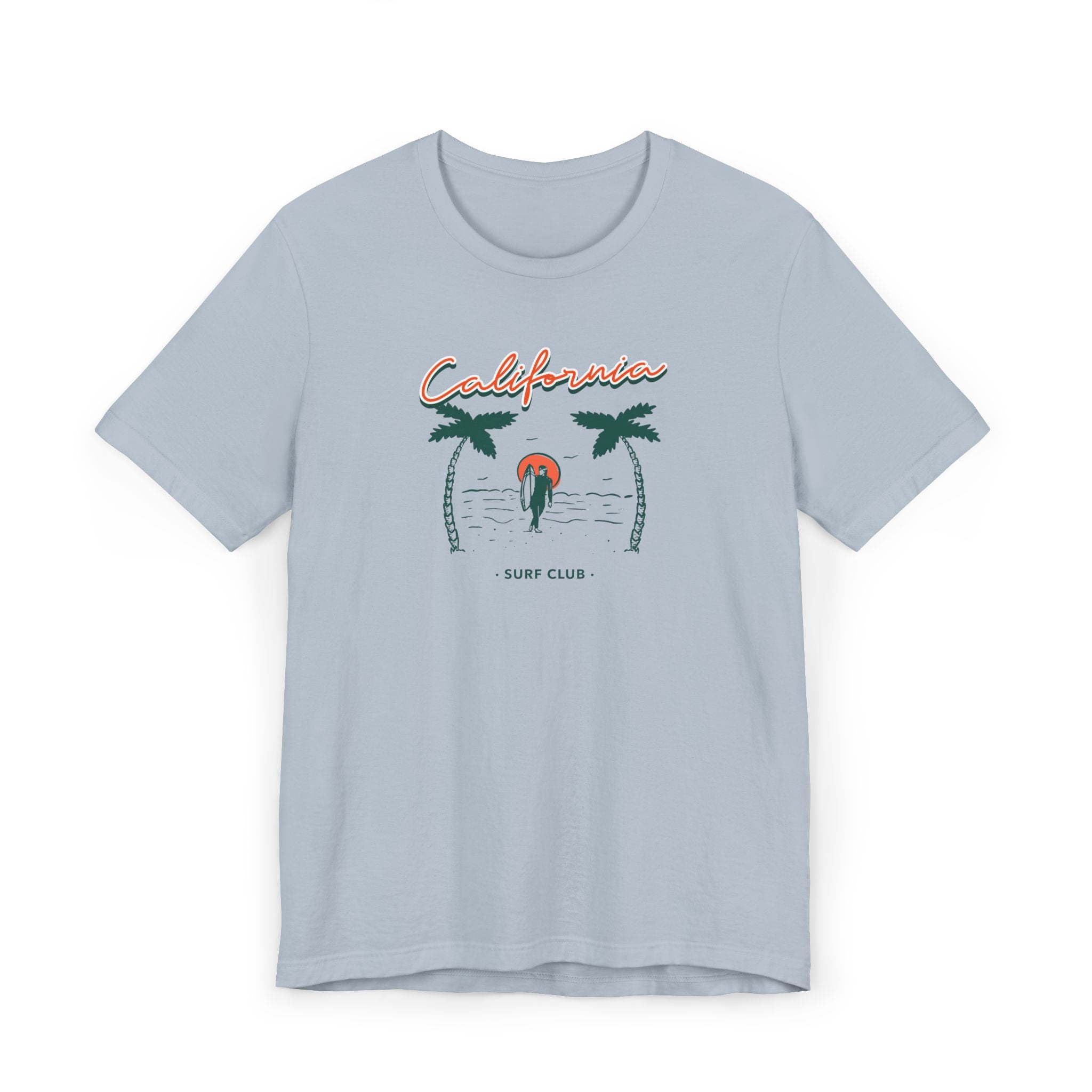 Surf Club T-Shirt — Retro Palm Trees & Surfer