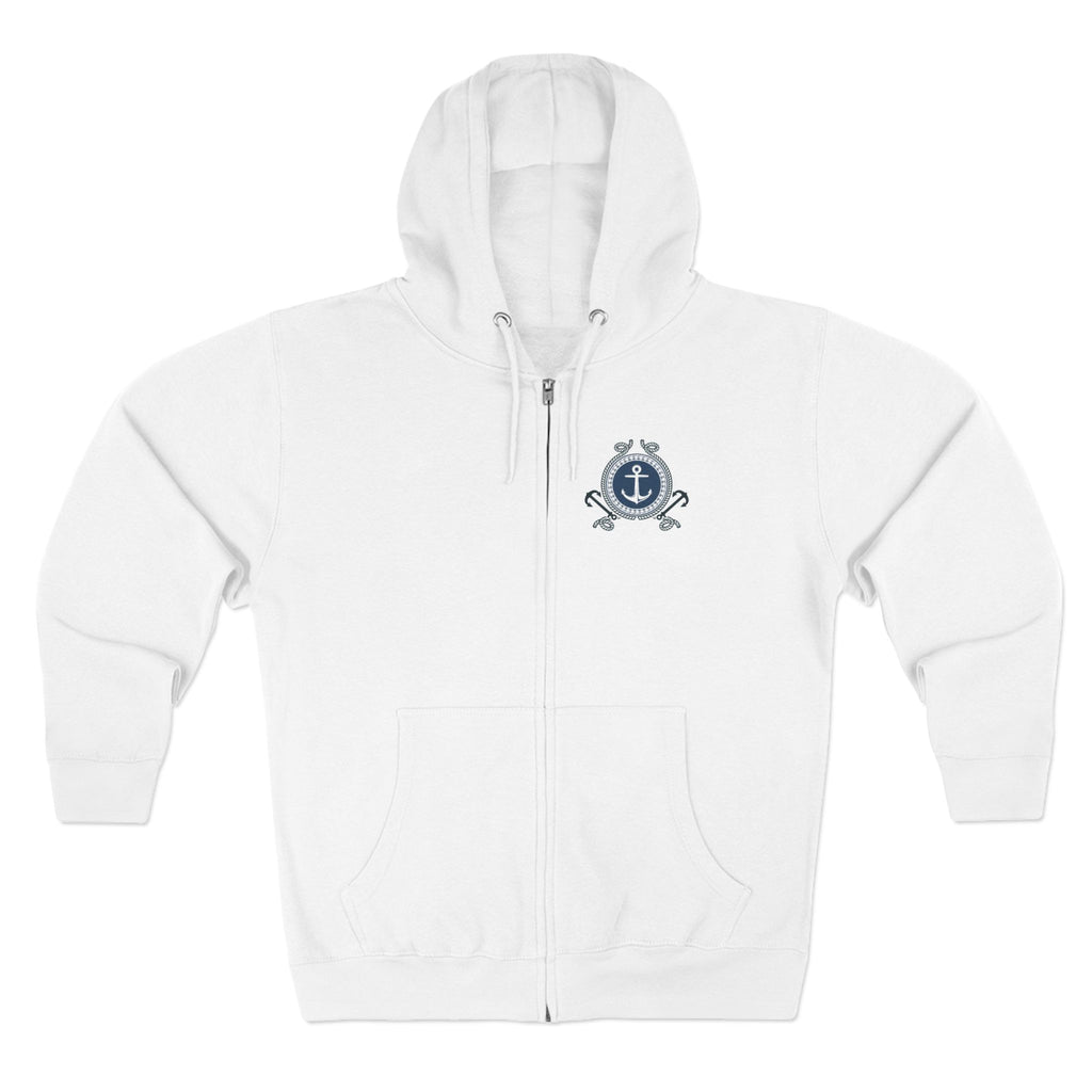 Nautical Anchor Zip Hoodie – Vintage Maritime Navy Crest