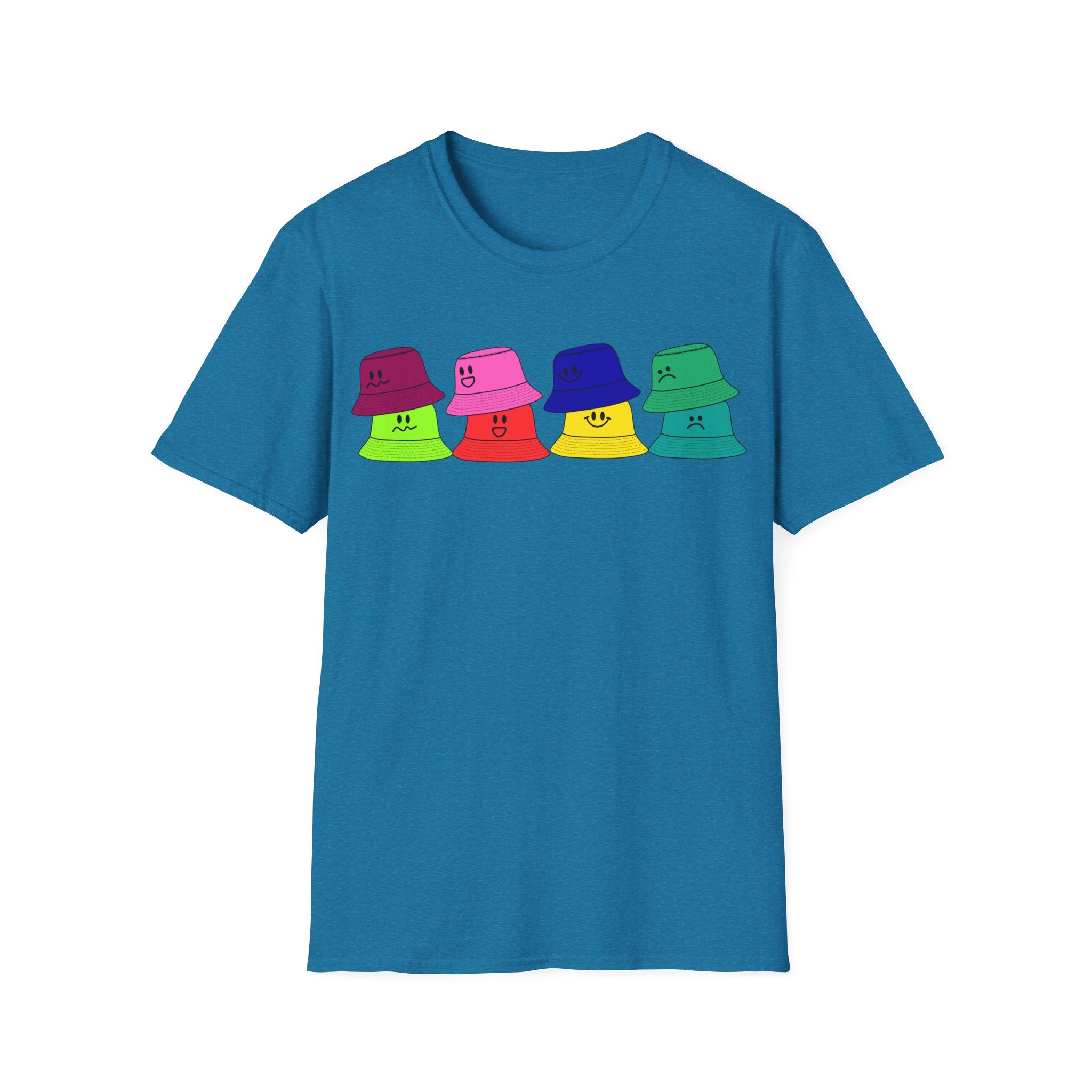Bucket Hat  T-Shirt — Colorful Smiley Hats