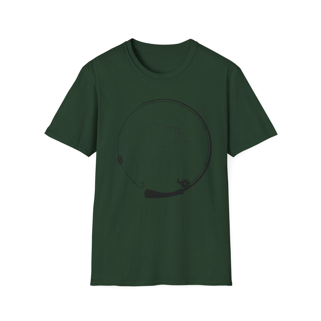 Stick man Fishing of a Cliff- Tee