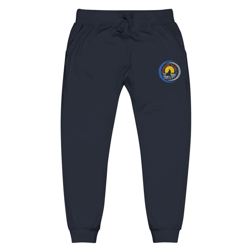 Embroidered Sunshine Logo Sweatpants — Cozy White Fleece Joggers