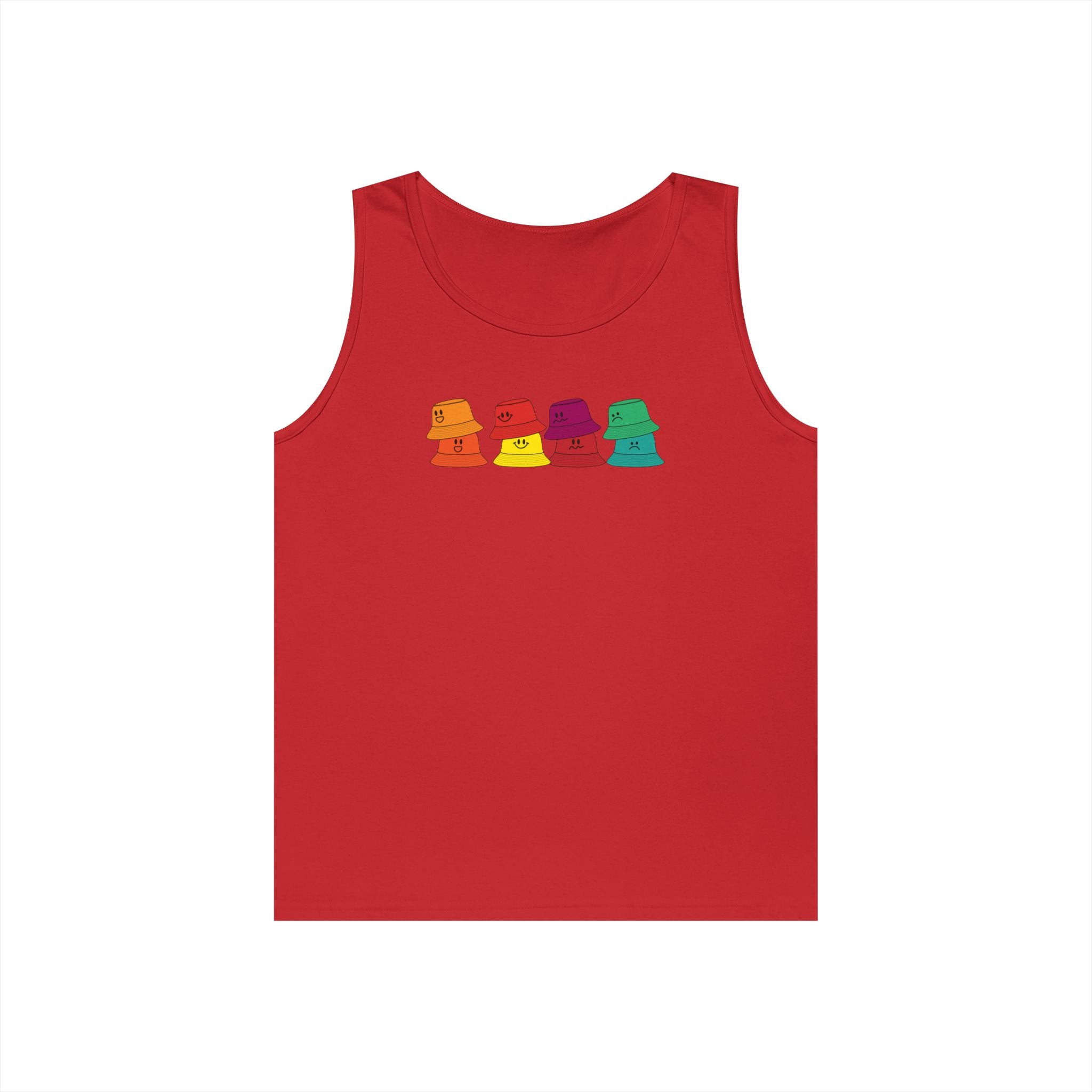 Bucket Hat Rainbow Tank Top — Colorful Retro Summer Beachwear