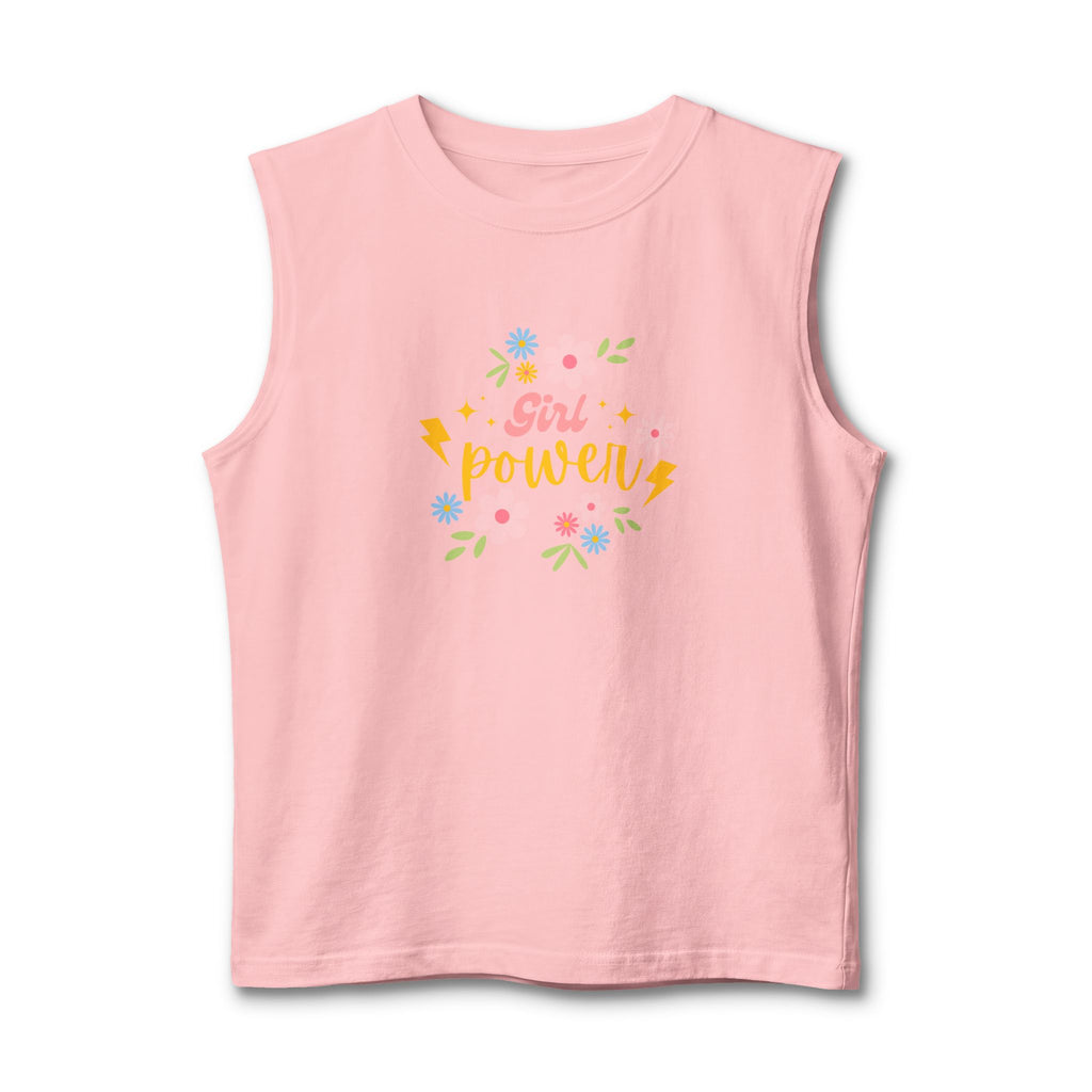 Girl Power Muscle Tank — Floral Lightning Feminist Muscle Tee