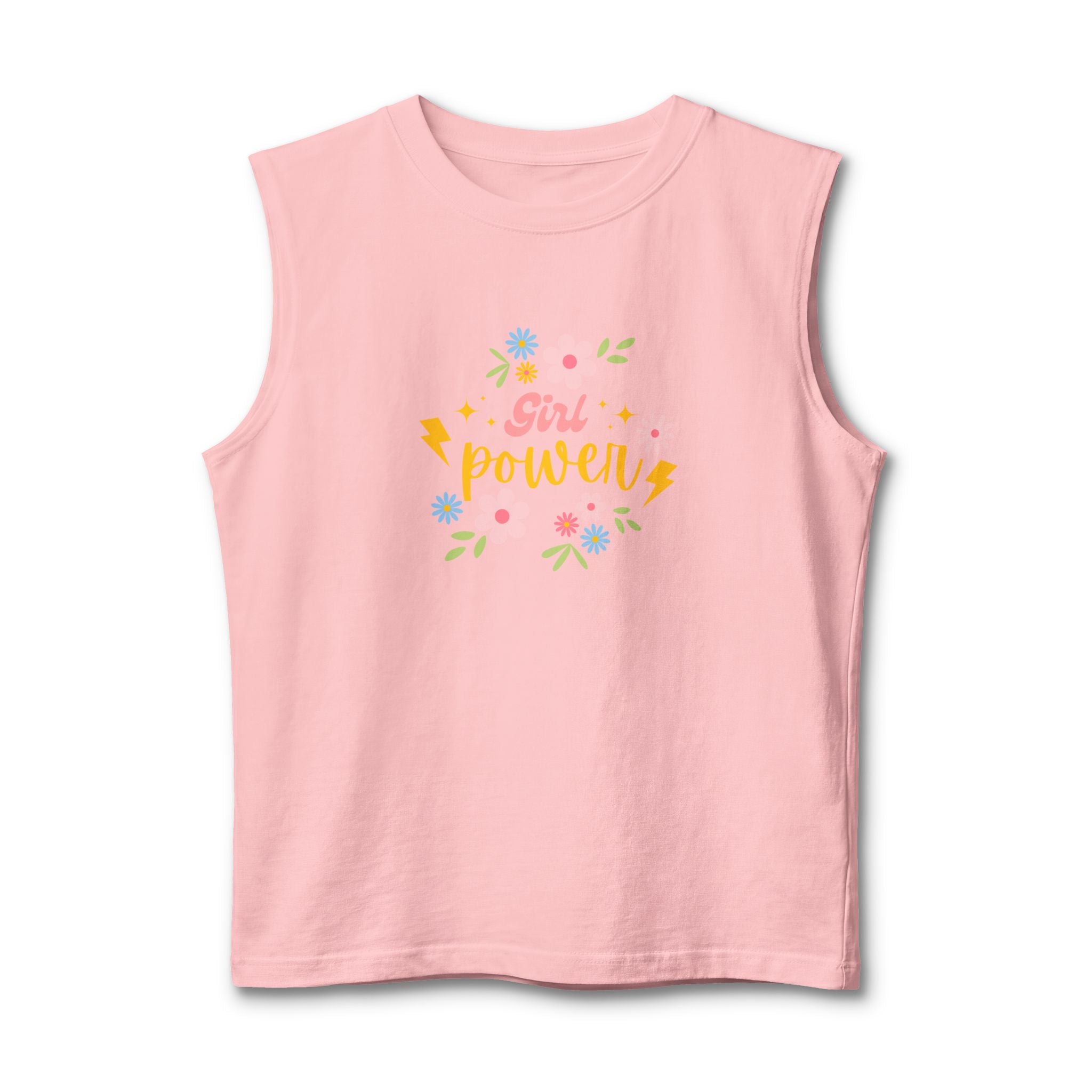 Girl Power Muscle Tank — Floral Lightning Feminist Muscle Tee
