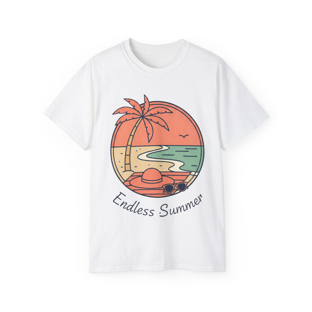 Endless Summer Tee — Retro Beach Palm Tree Graphic T-Shirt