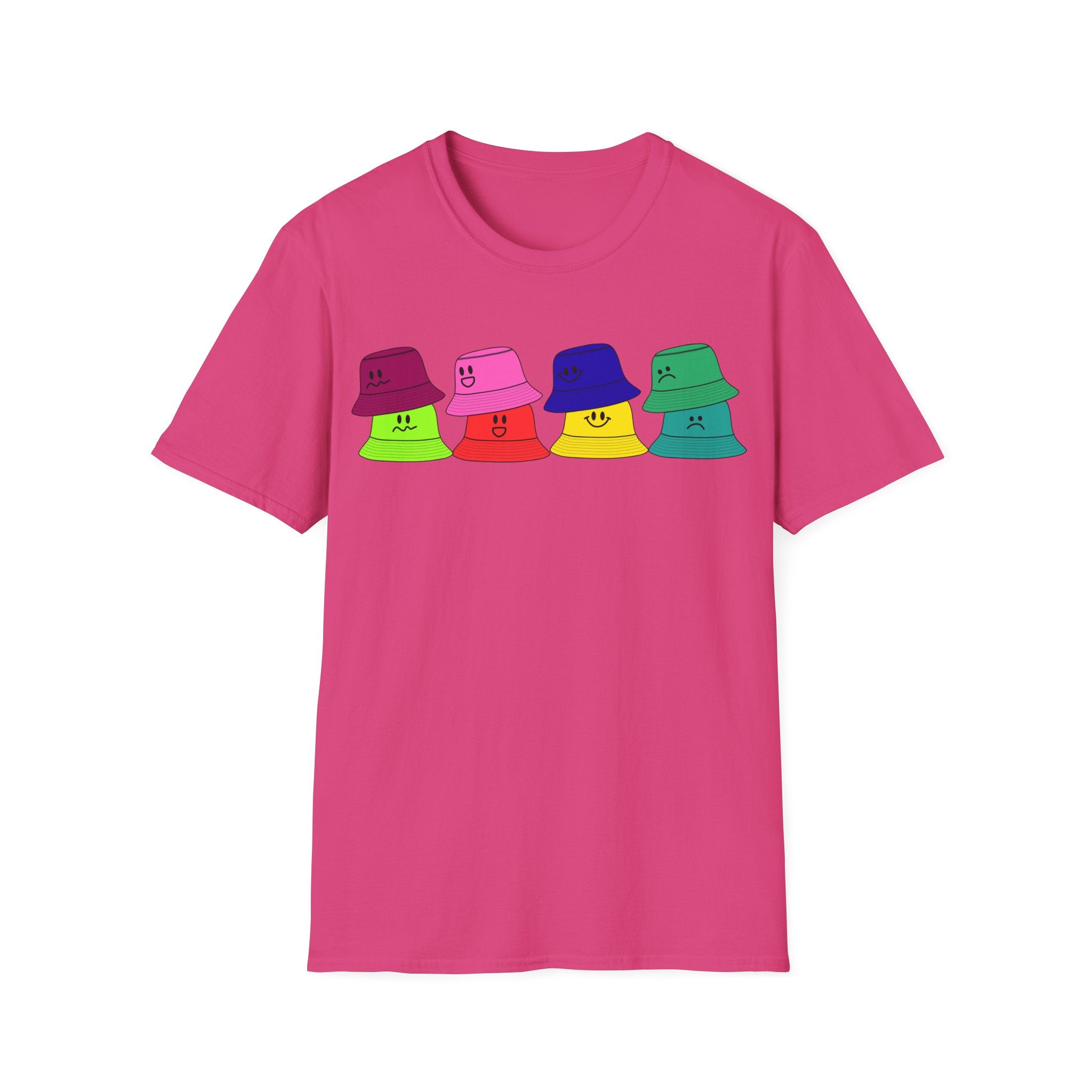 Bucket Hat  T-Shirt — Colorful Smiley Hats