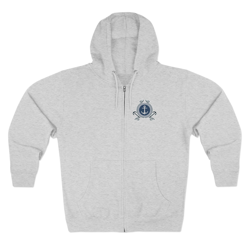 Nautical Anchor Zip Hoodie – Vintage Maritime Navy Crest