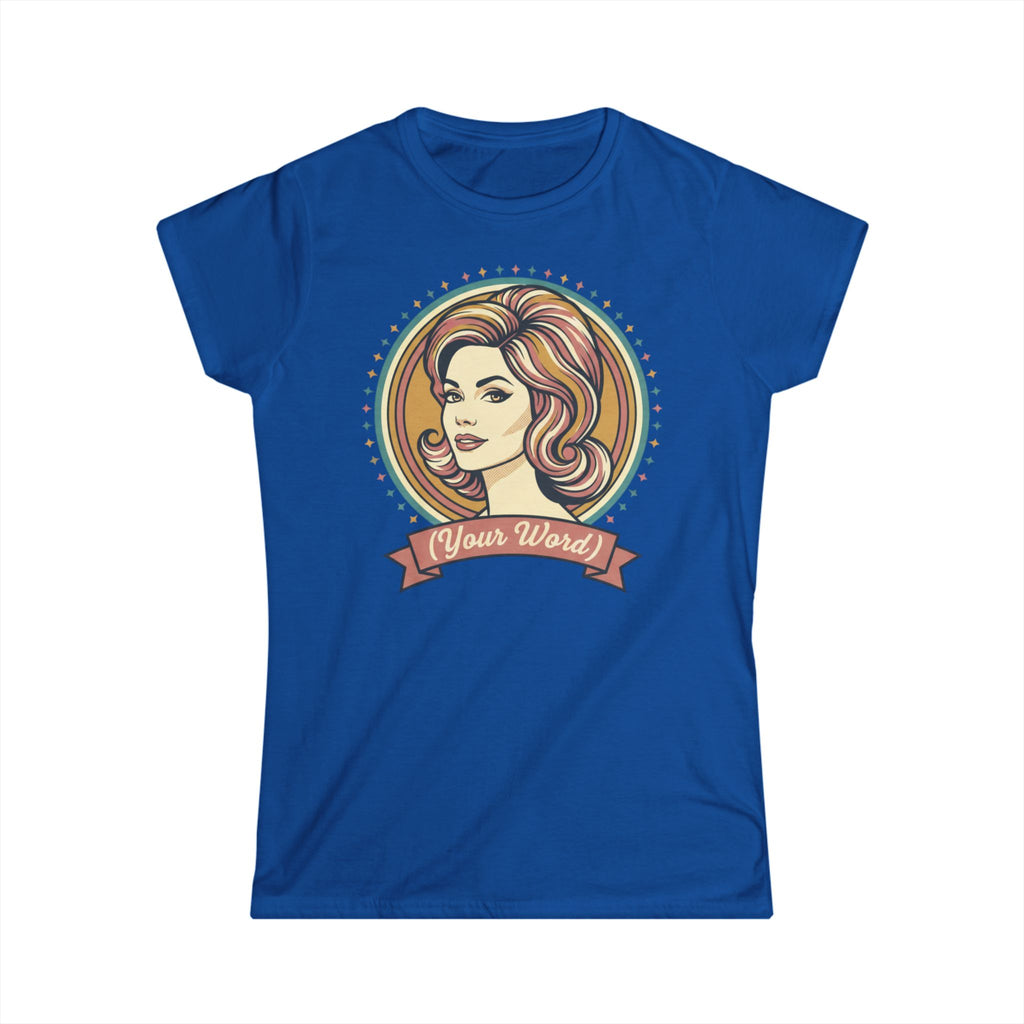 Retro Femme Portrait Tee — Customizable "Your Word" Ribbon