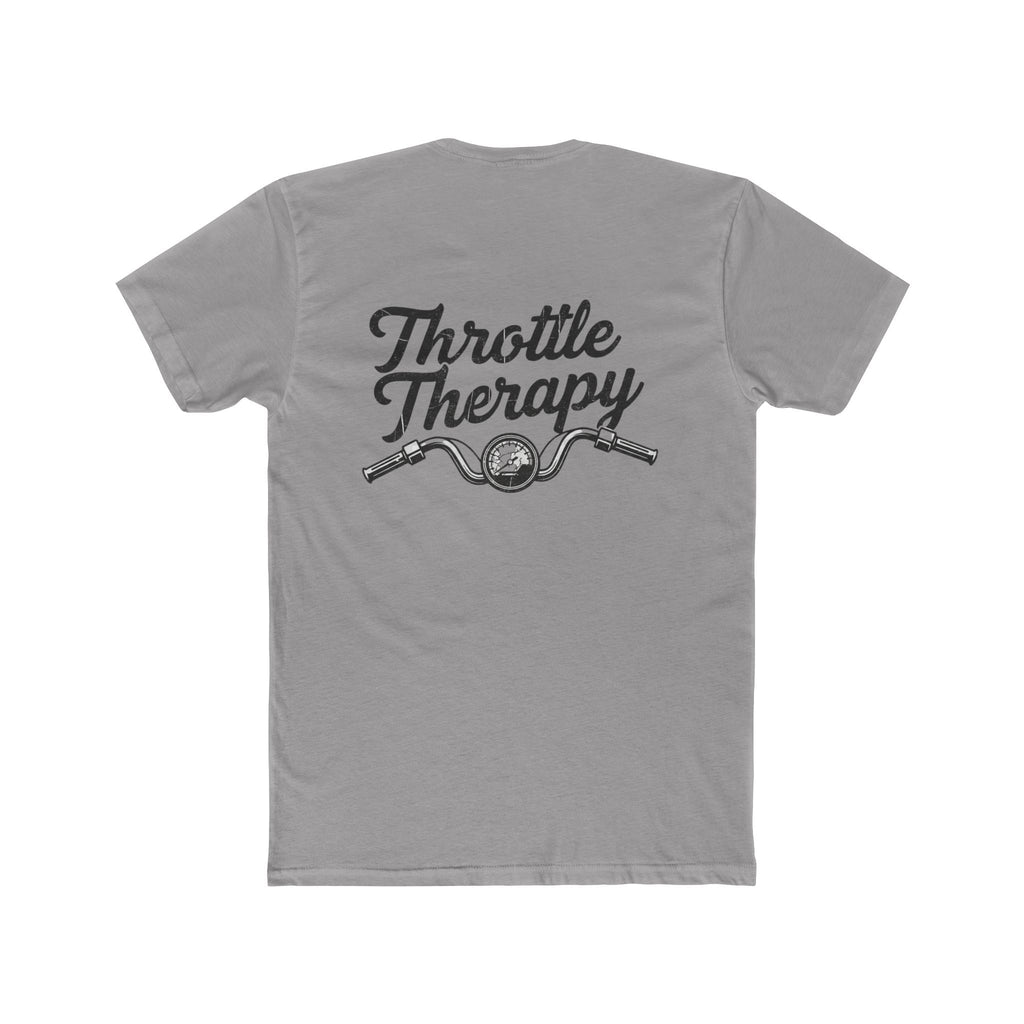 Throttle Therapy T-Shirt — Motorcycle Rider Tee with Handlebars Design