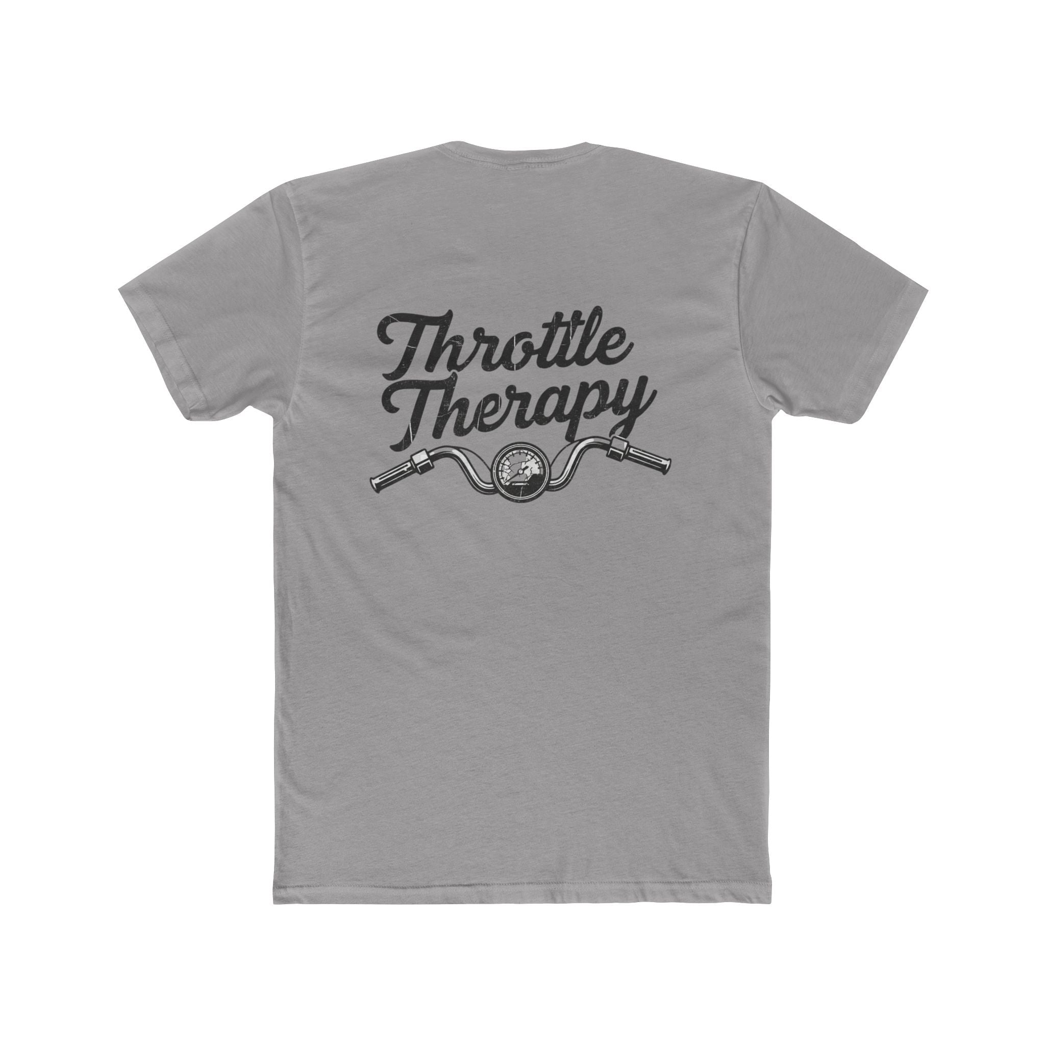 Throttle Therapy T-Shirt — Motorcycle Rider Tee with Handlebars Design
