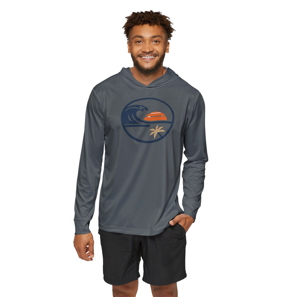 Men's Surf Sunset Hoodie — Coastal Wave Graphic Warmup Pullover
