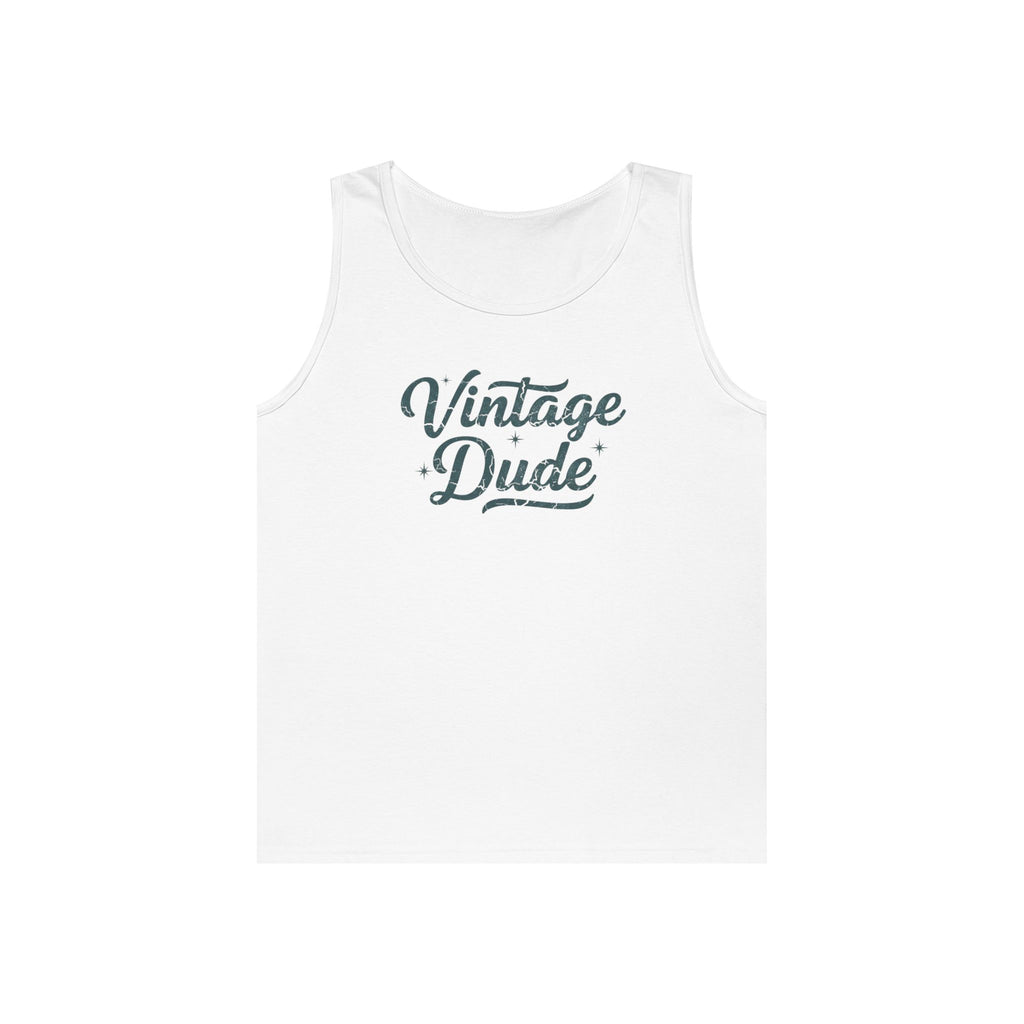 Vintage Dude Tank Top — Retro Script Graphic Sleeveless Shirt