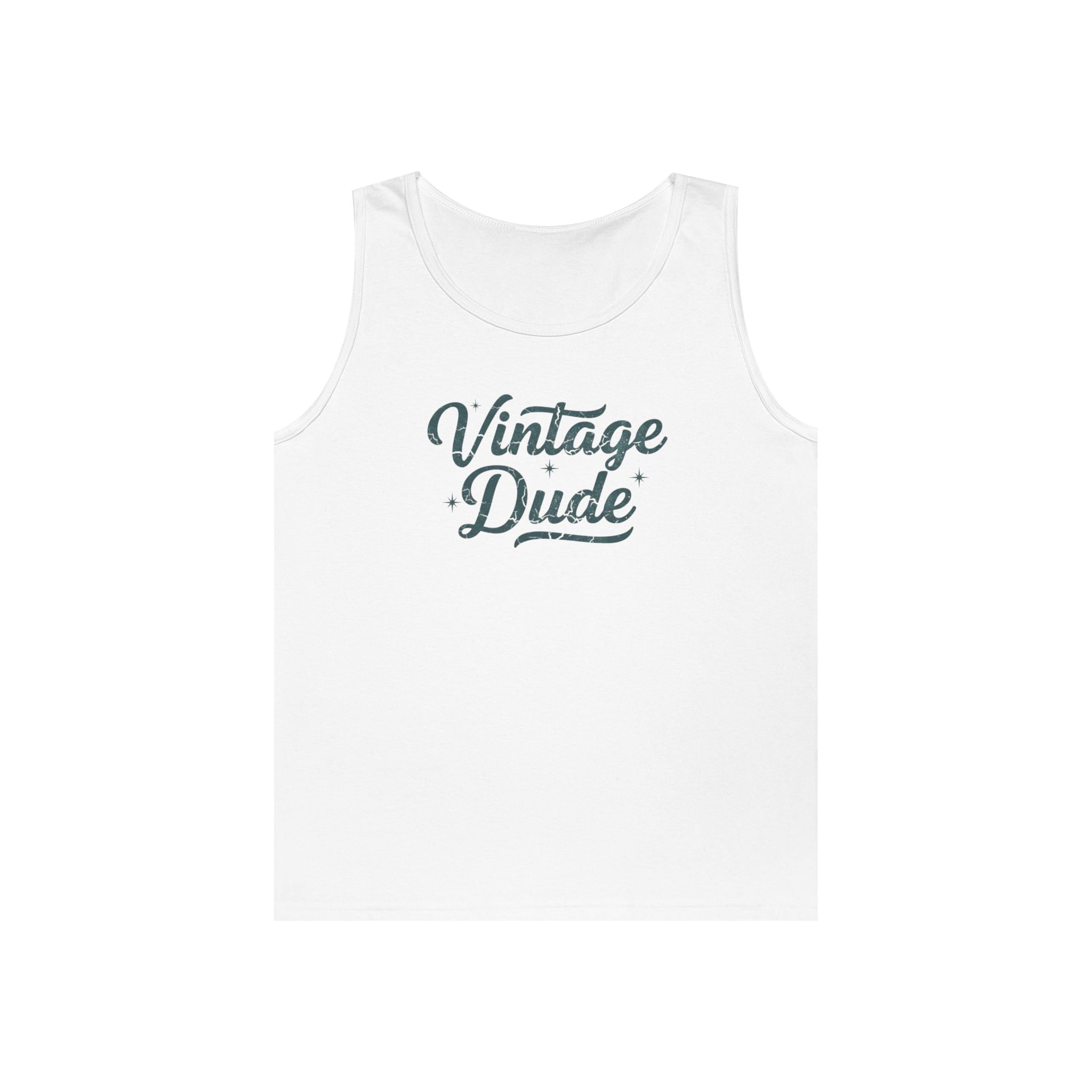 Vintage Dude Tank Top — Retro Script Graphic Sleeveless Shirt