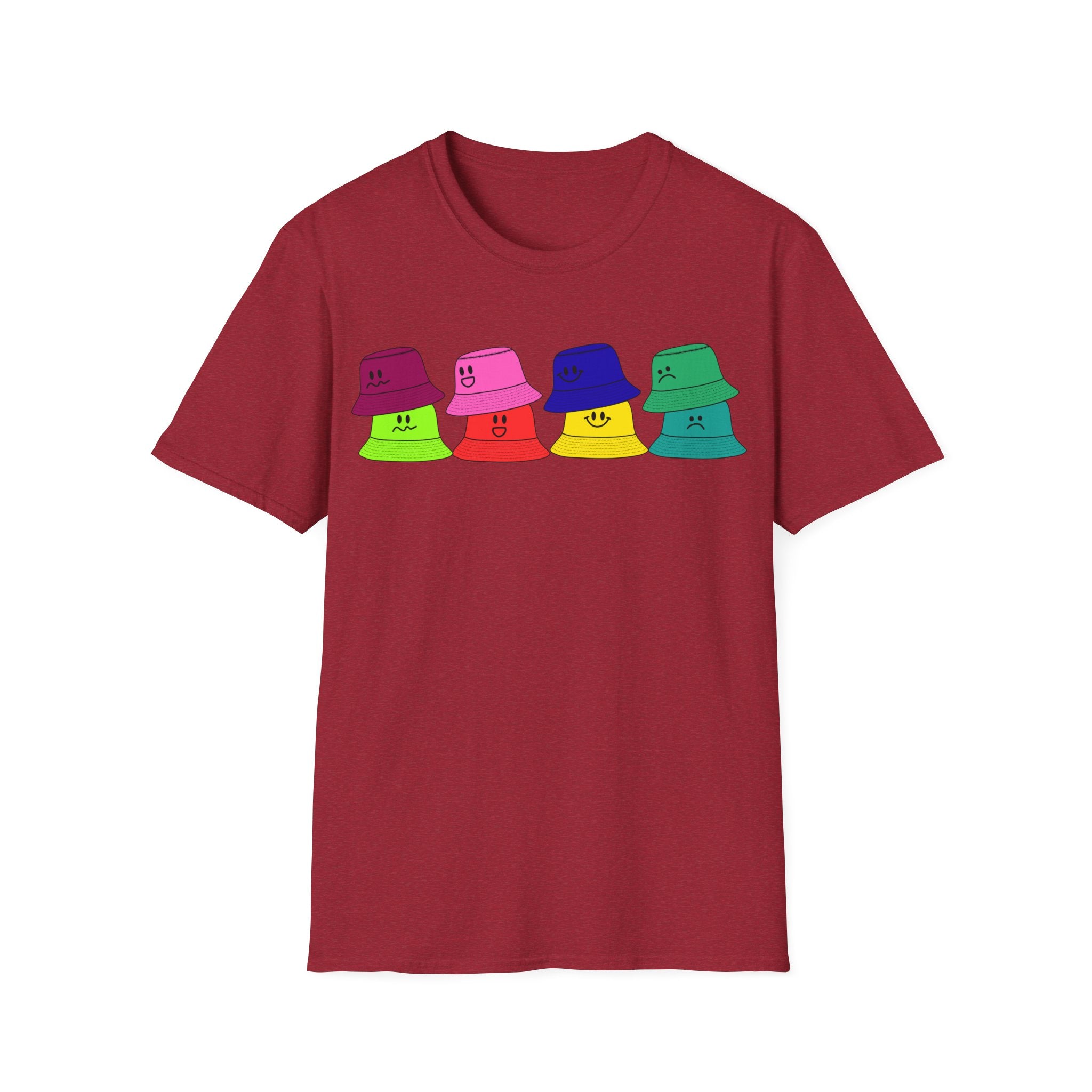 Bucket Hat  T-Shirt — Colorful Smiley Hats