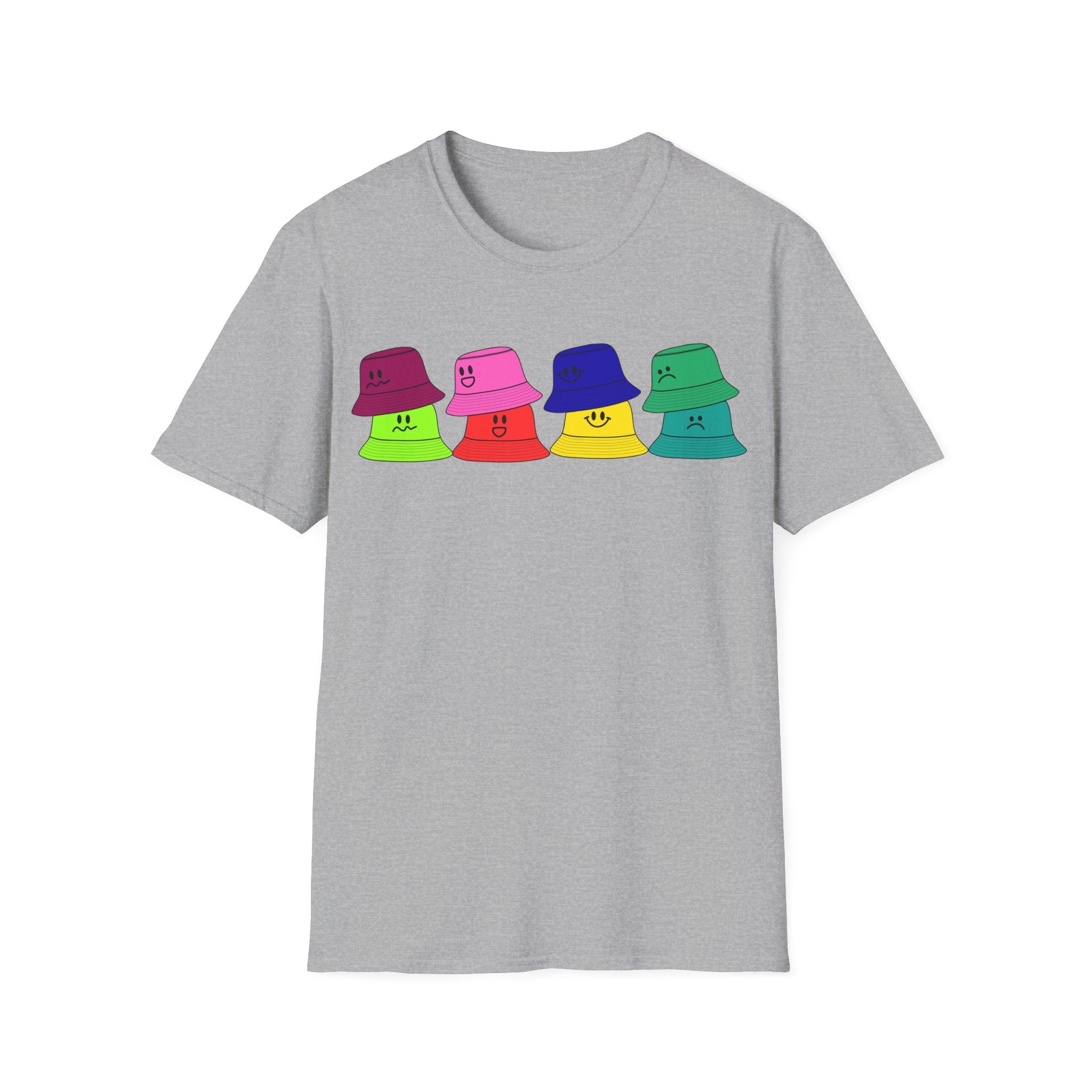 Bucket Hat  T-Shirt — Colorful Smiley Hats