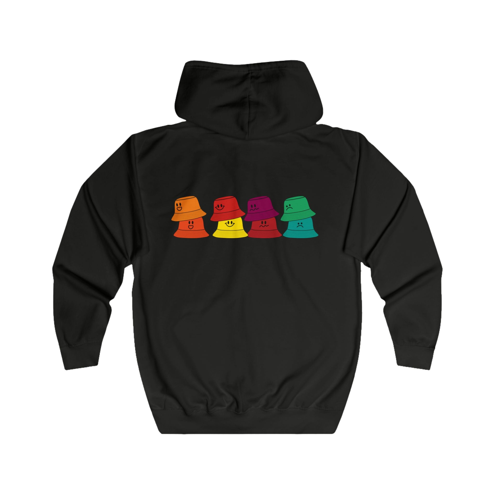 Bucket Hat Rainbow Zip Hoodie — Colorful Retro