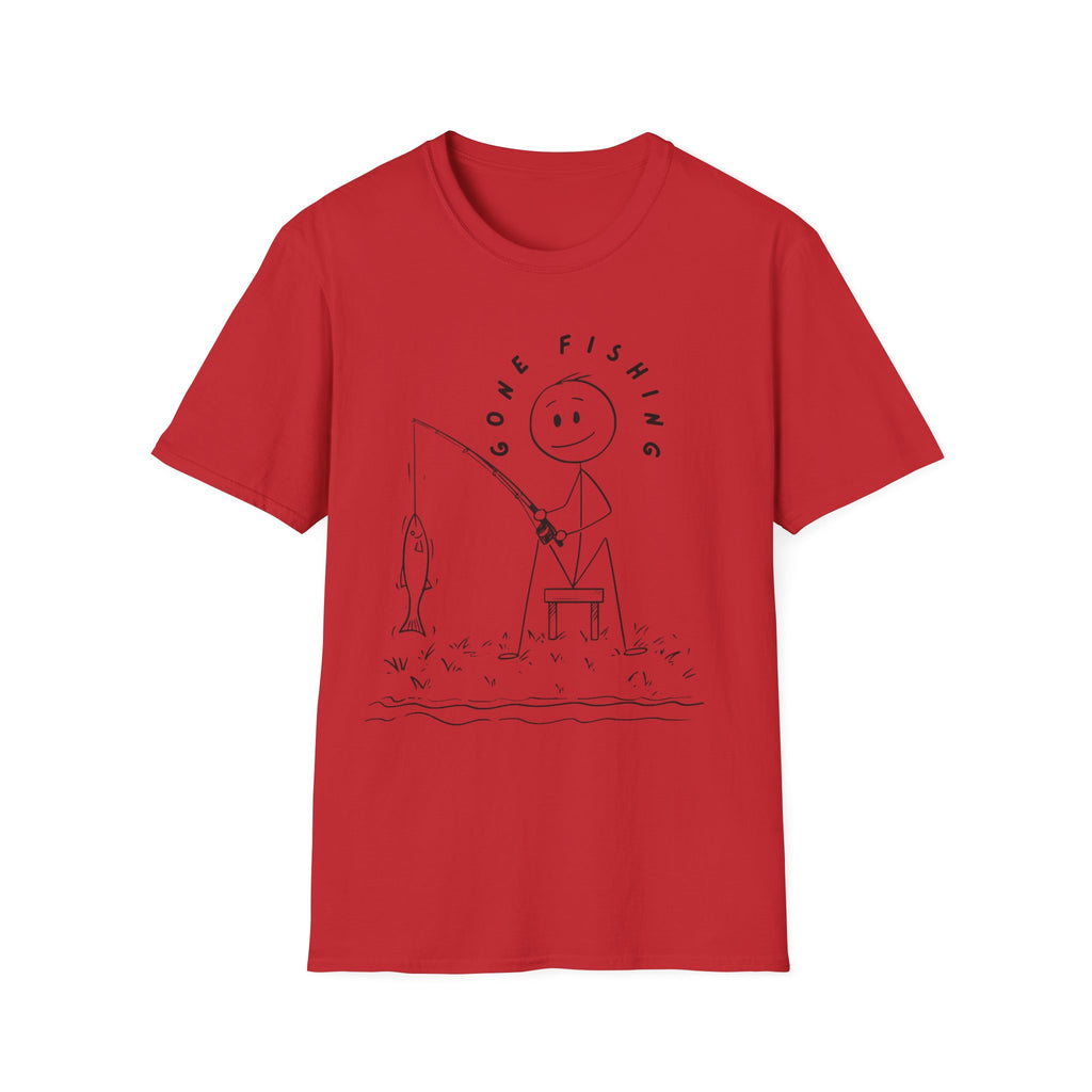 Cute Stick Figure Fishing Man- Tee