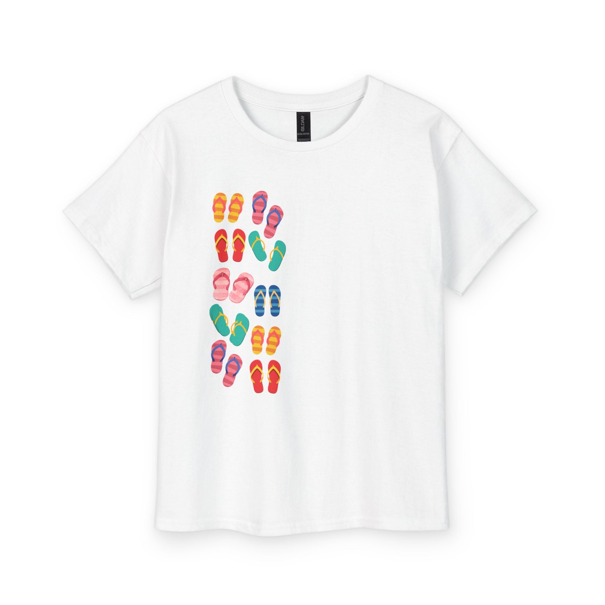 Youth Tee — Colorful Flip Flop Print Kids' Summer T-Shirt